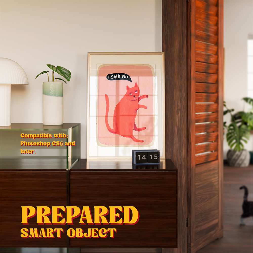 vertical frame mockup with cat