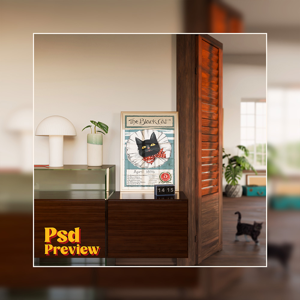 vertical frame mockup with cat