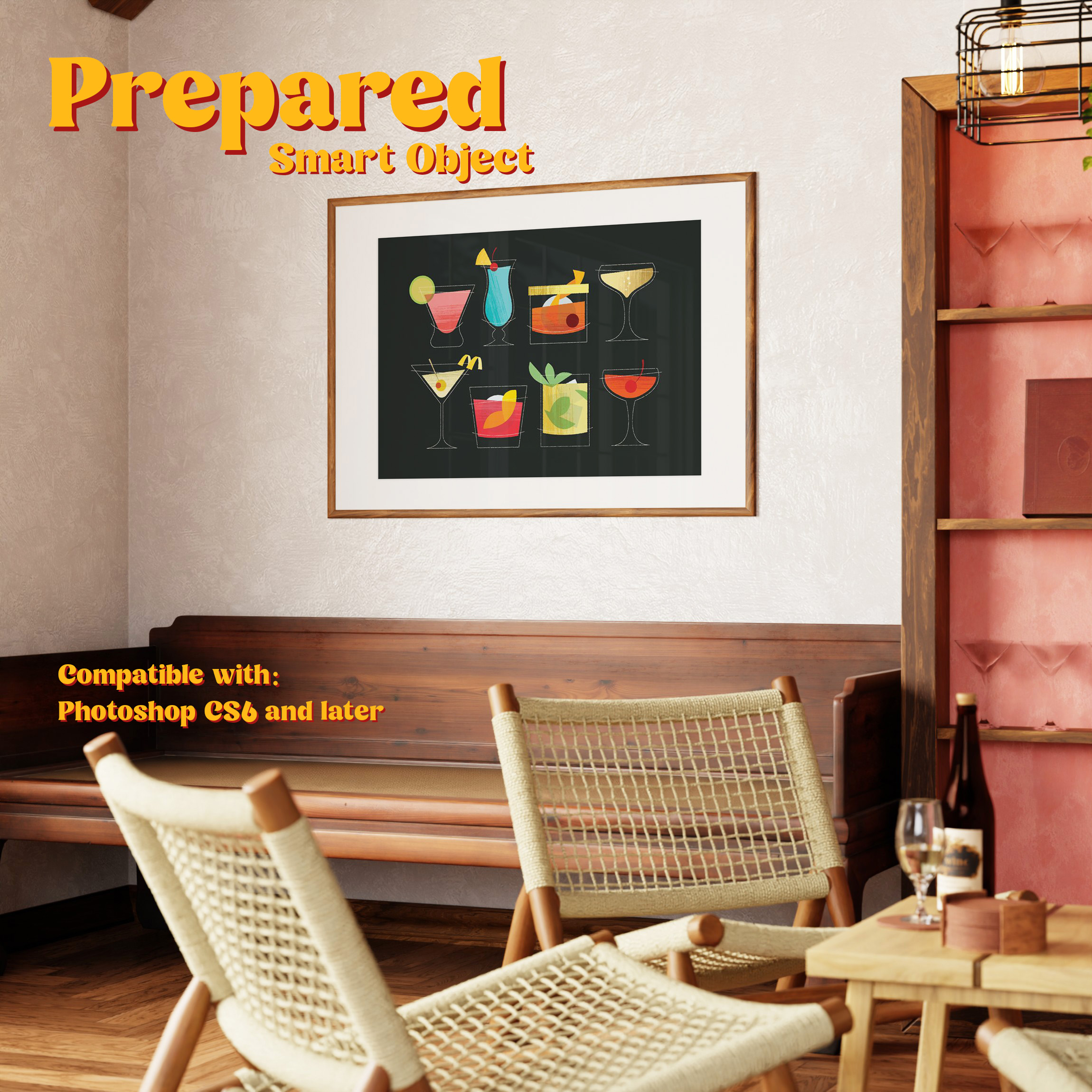 Horizontal Frame Mockup: Rustic Lounge, PSD - Image 2