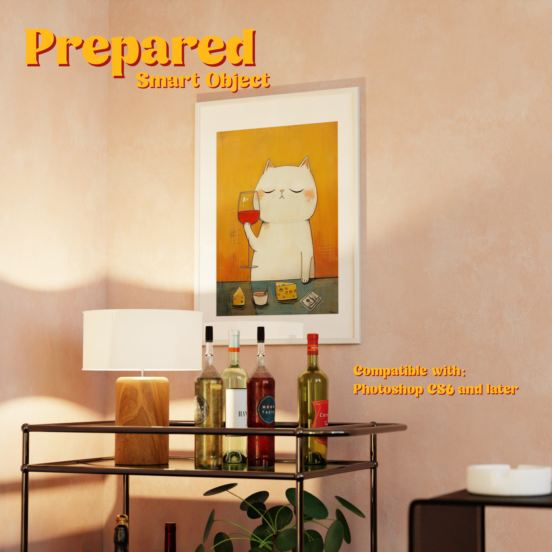 Vertical Frame Mockup: Moody Bar Cart Corner, PSD File - Image 2