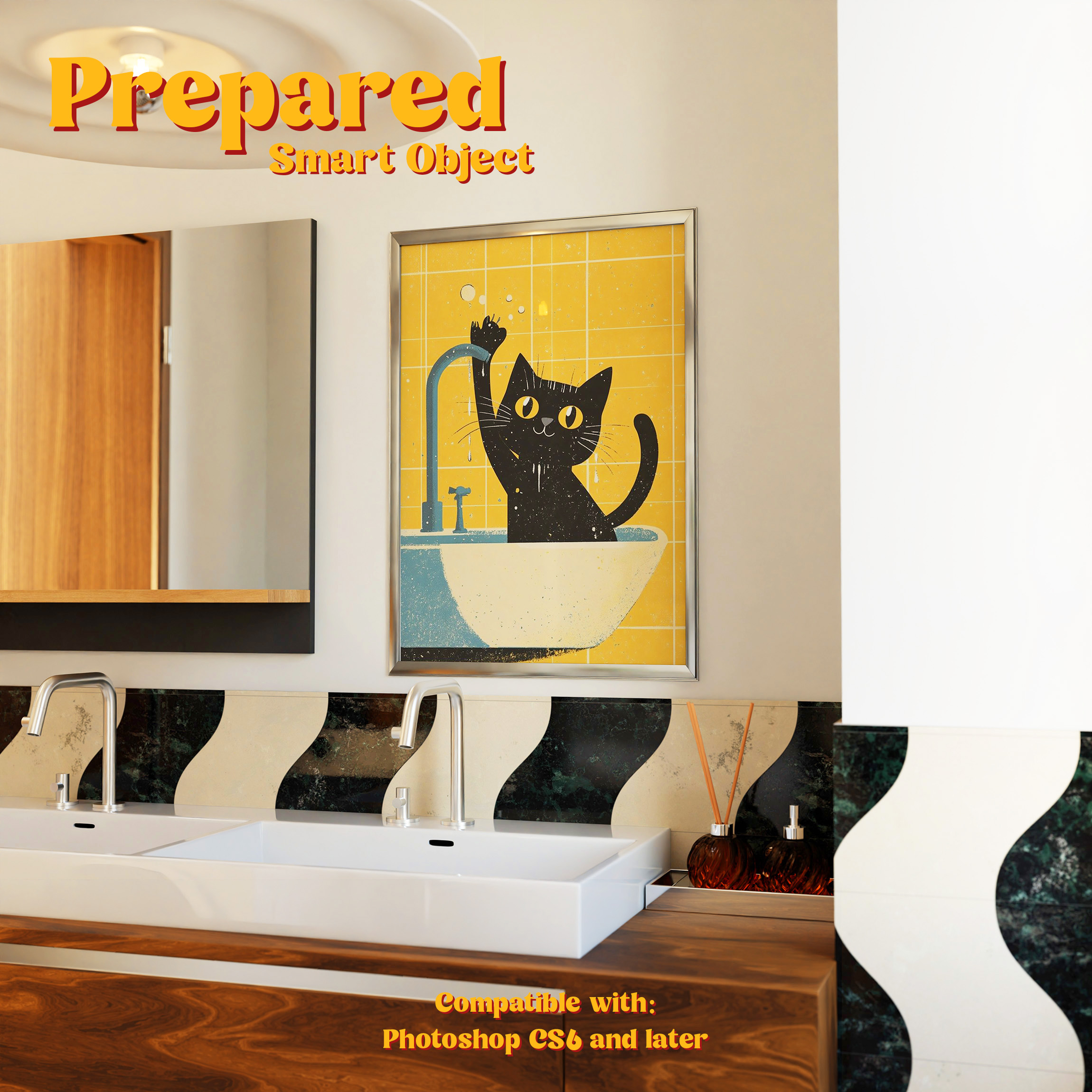Vertical Frame Mockup: Public Bathroom, PSD File - Image 2