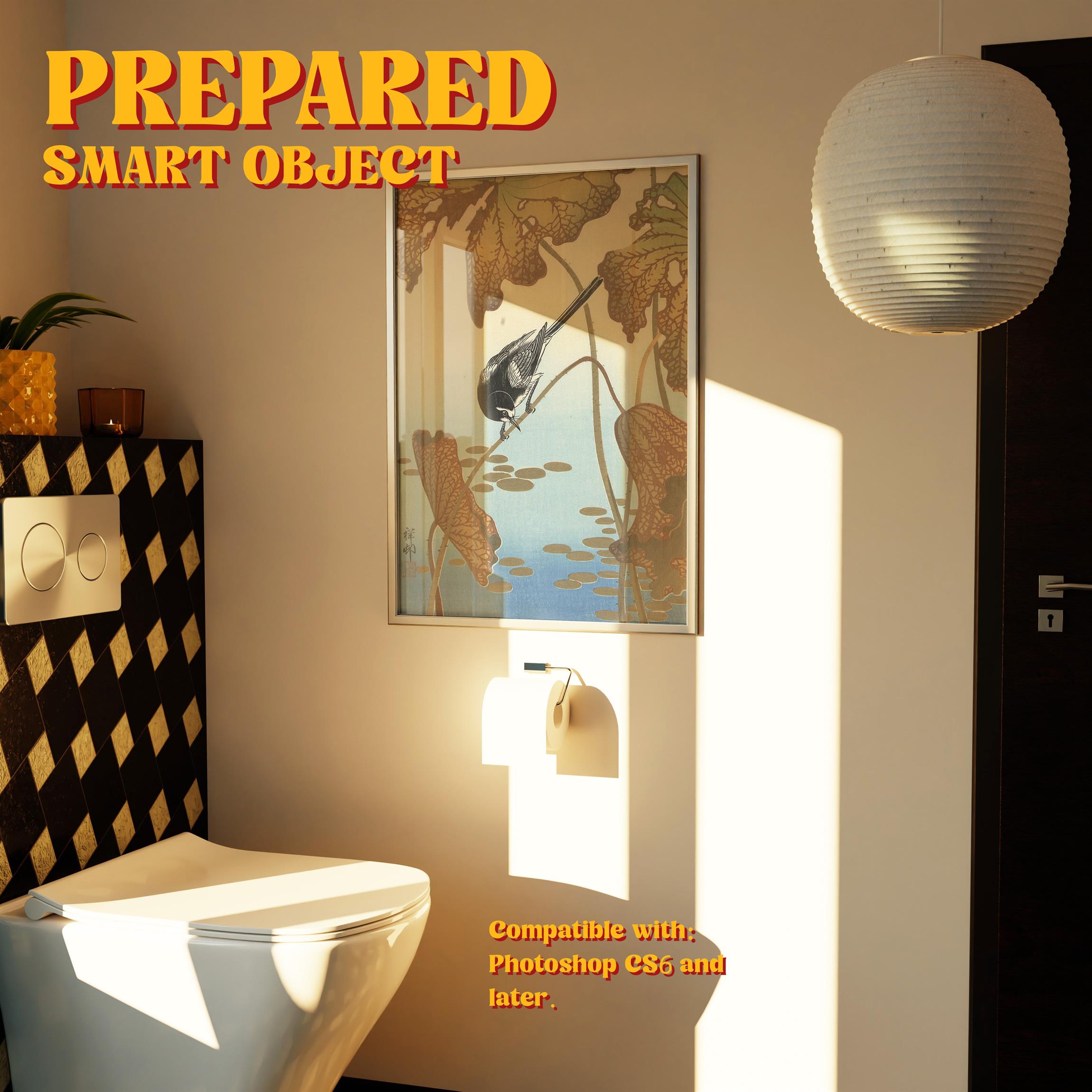 Vertical Frame Mockup: Mid-Century Toilet, PSD File - Image 2