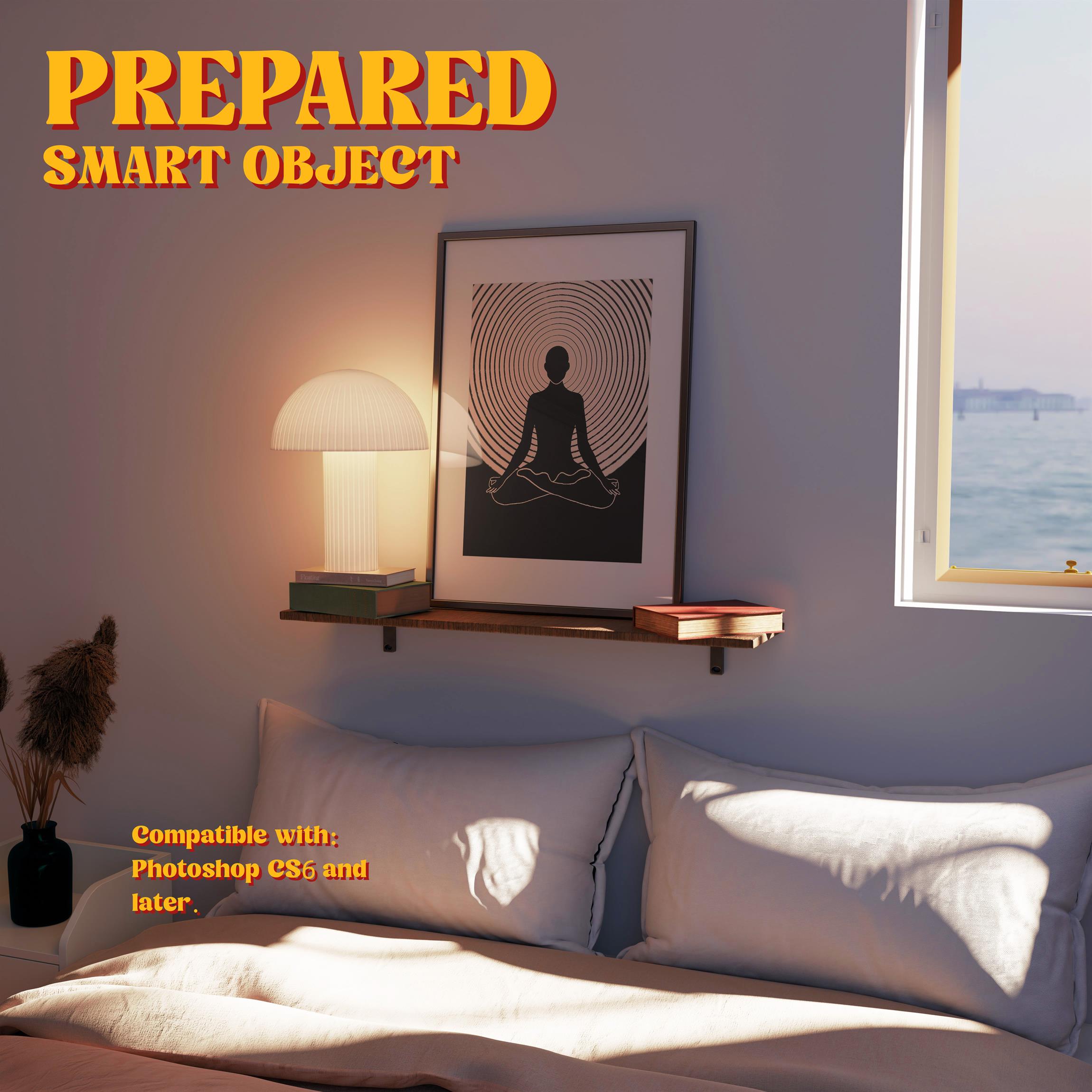 Vertical Frame Mockup: Moody Coastal Bedroom, PSD File - Image 2