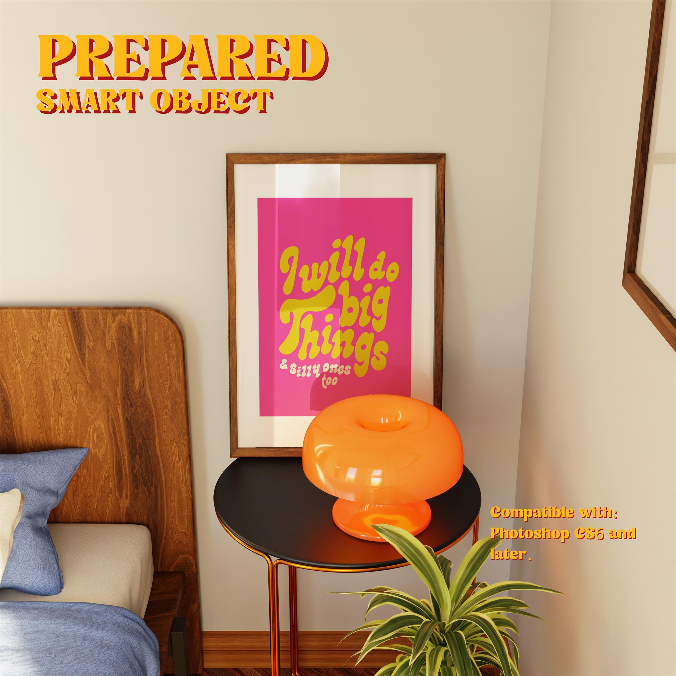 Vertical Frame Mockup: Retro Bedroom, PSD File - Image 2