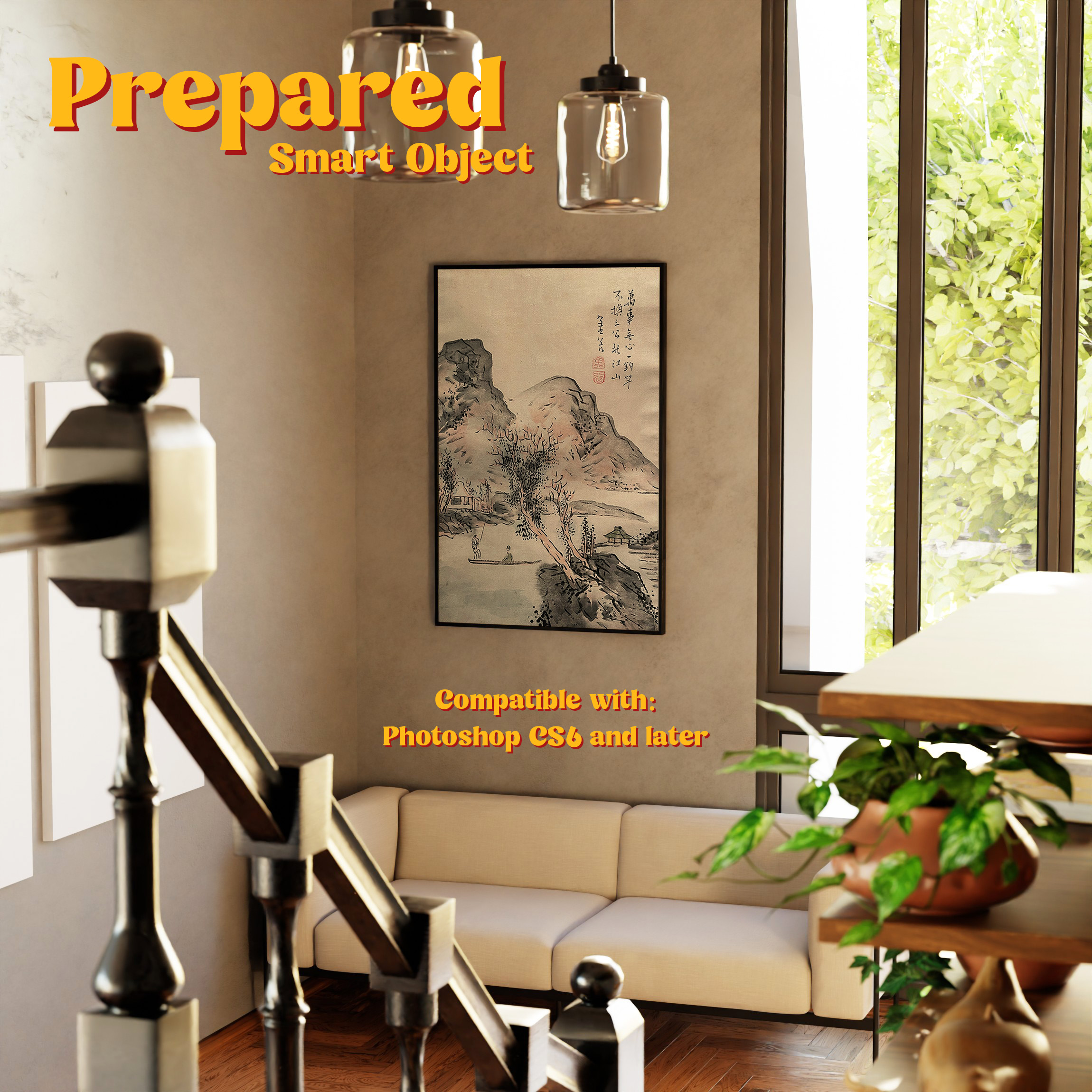 Vertical Frame Mockup: Sunny Loft Interior, PSD FIle - Image 2