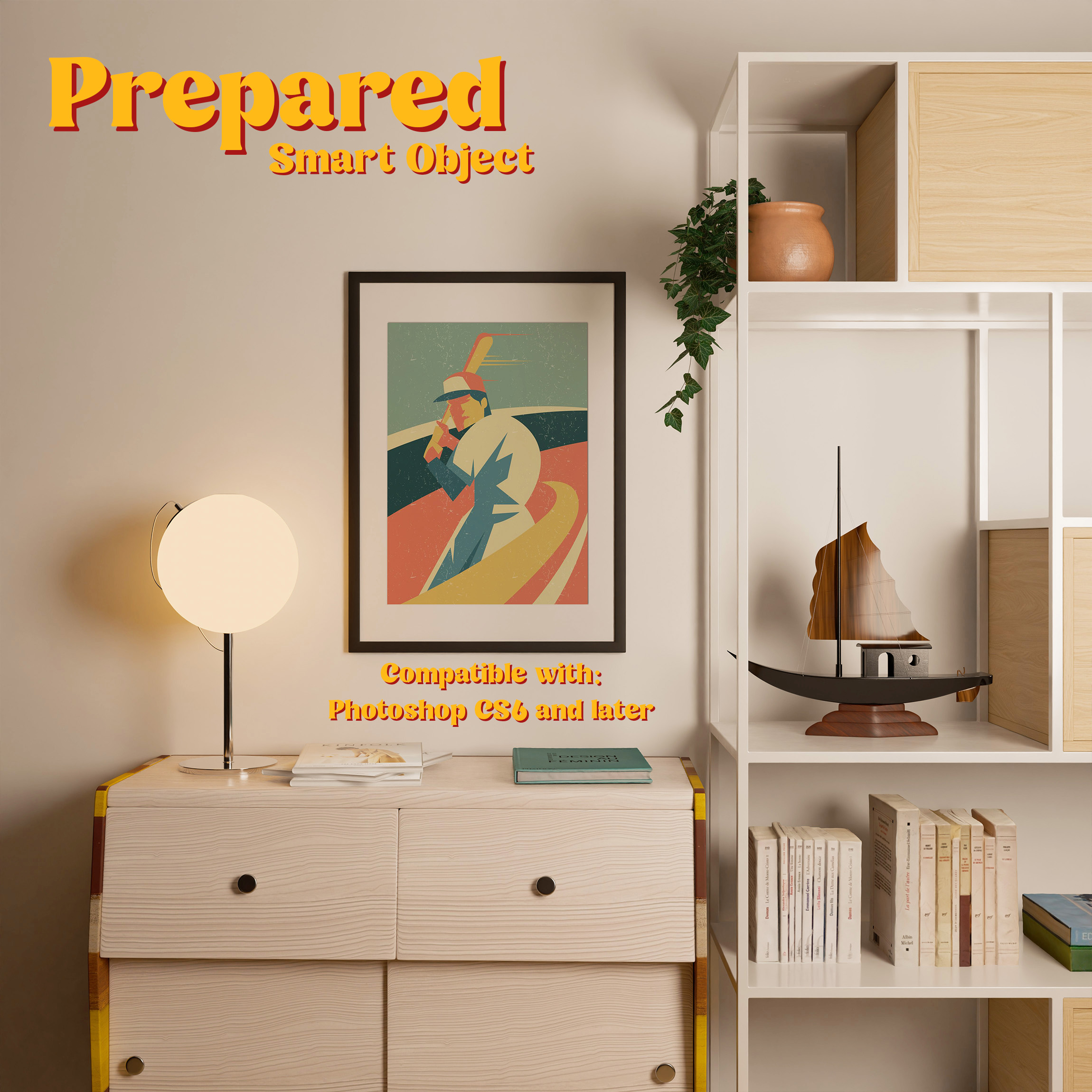 Vertical Frame Mockup: Retro Scandi Interior, PSD File - Image 2