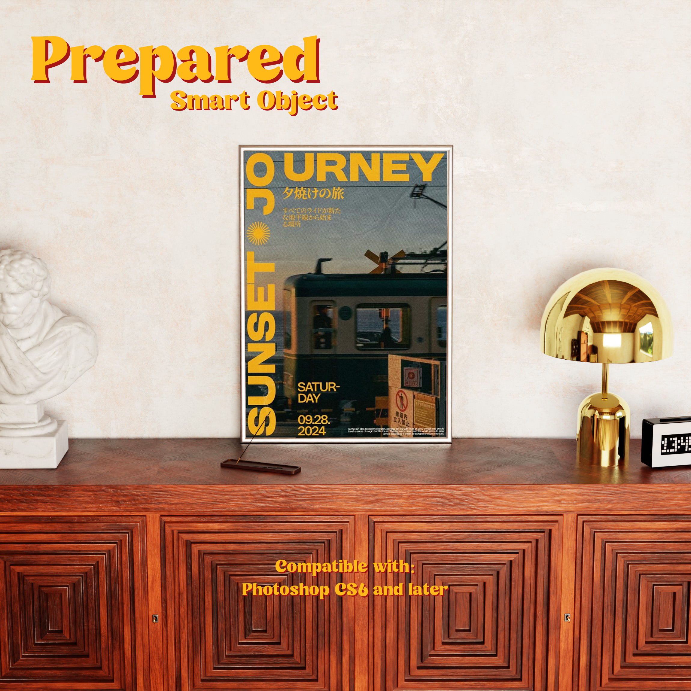 Vertical Frame Mockup: Mid-Century Credenza, PSD File - Image 2