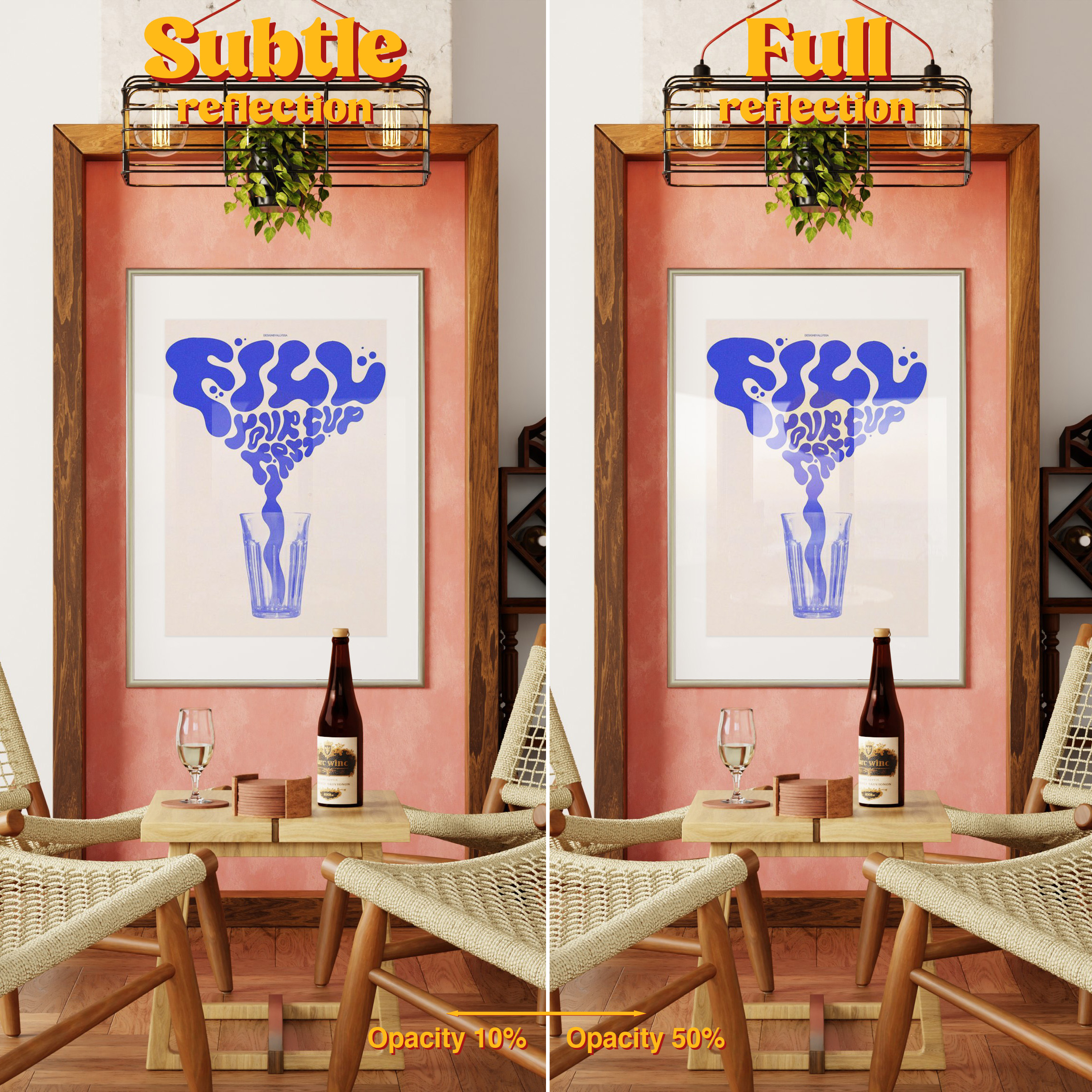 Vertical Frame Mockup: Living Room With Wines, PSD File - Image 4