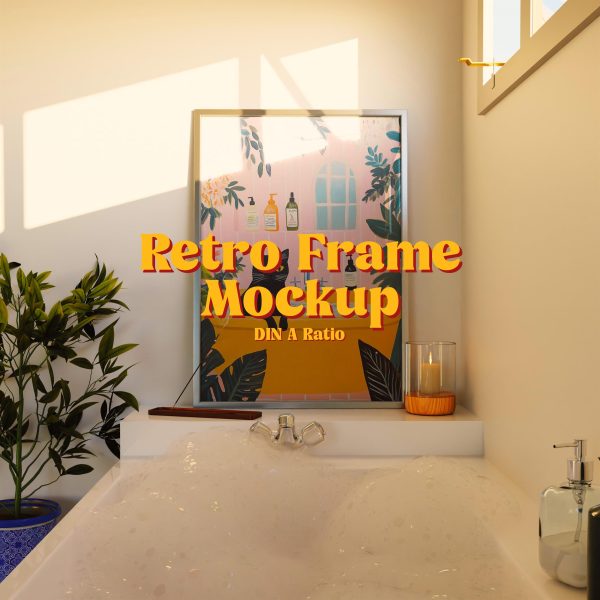 vertical bathroom frame mockup