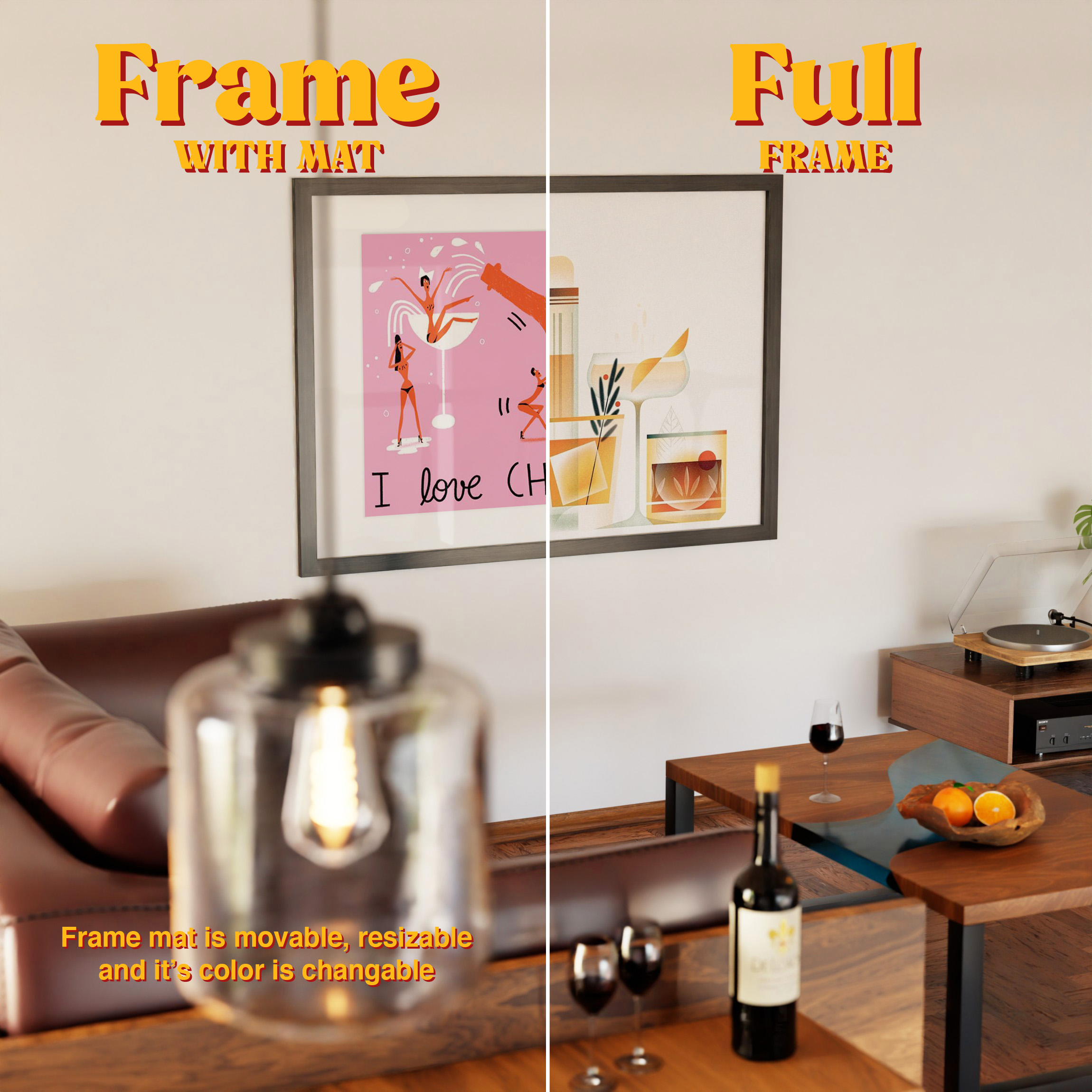 Horizontal Frame Mockup: Retro Lounge Interior, PSD File - Image 5