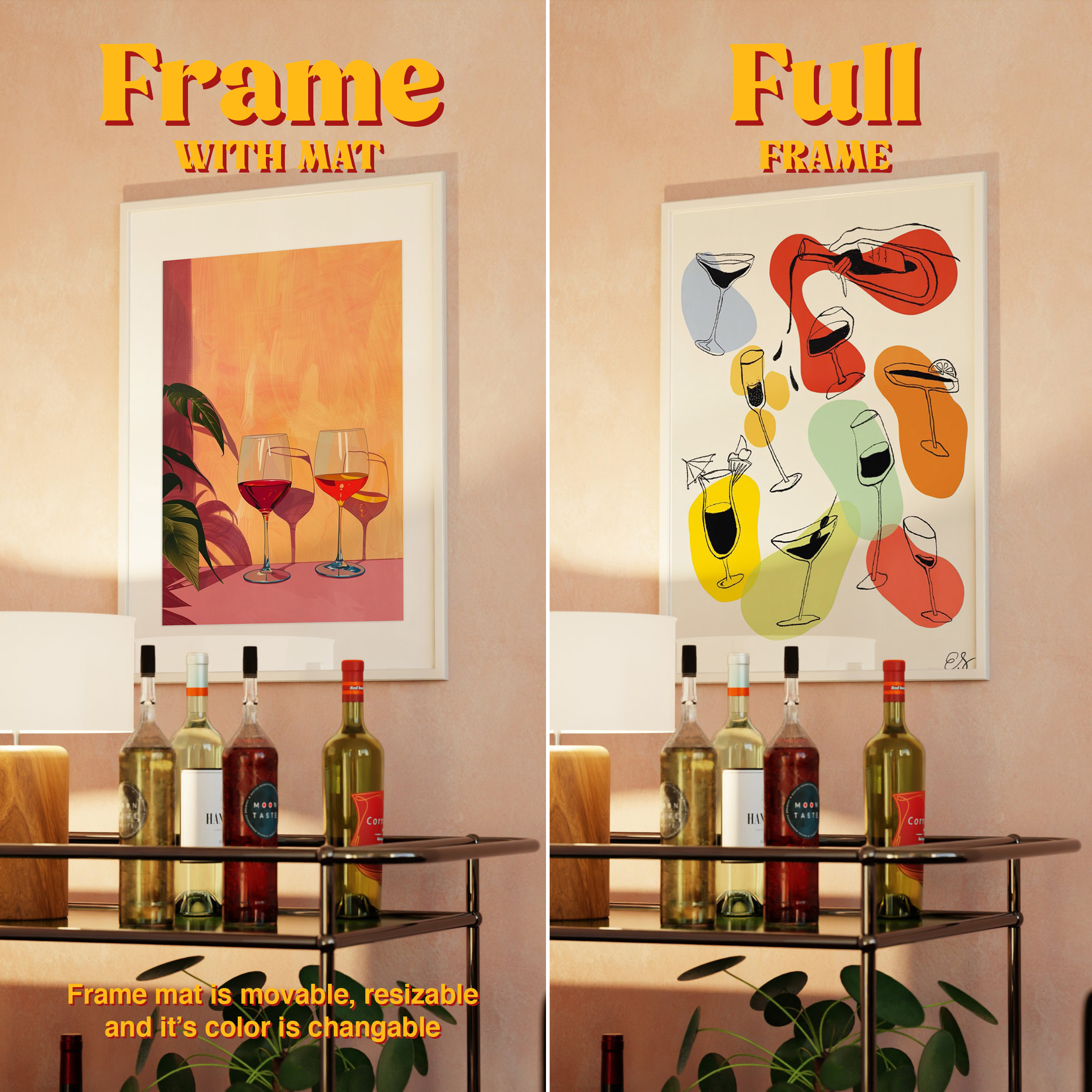 Vertical Frame Mockup: Moody Bar Cart Corner, PSD File - Image 6