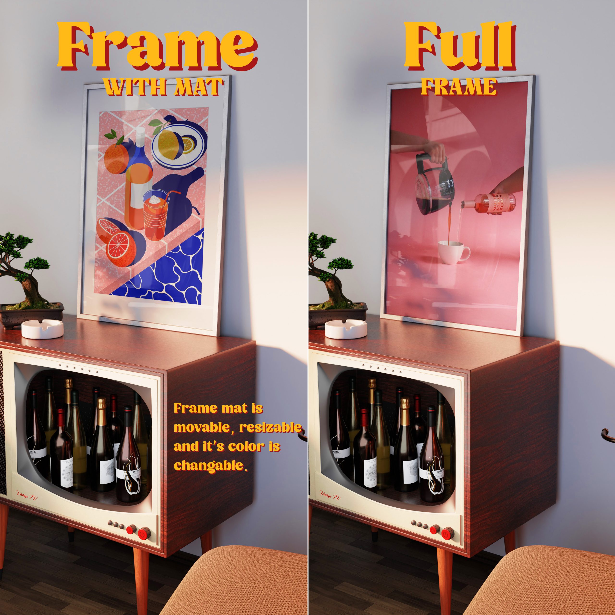 Vertical Frame Mockup: TV Liquor Cabinet Variant, PSD File - Image 5