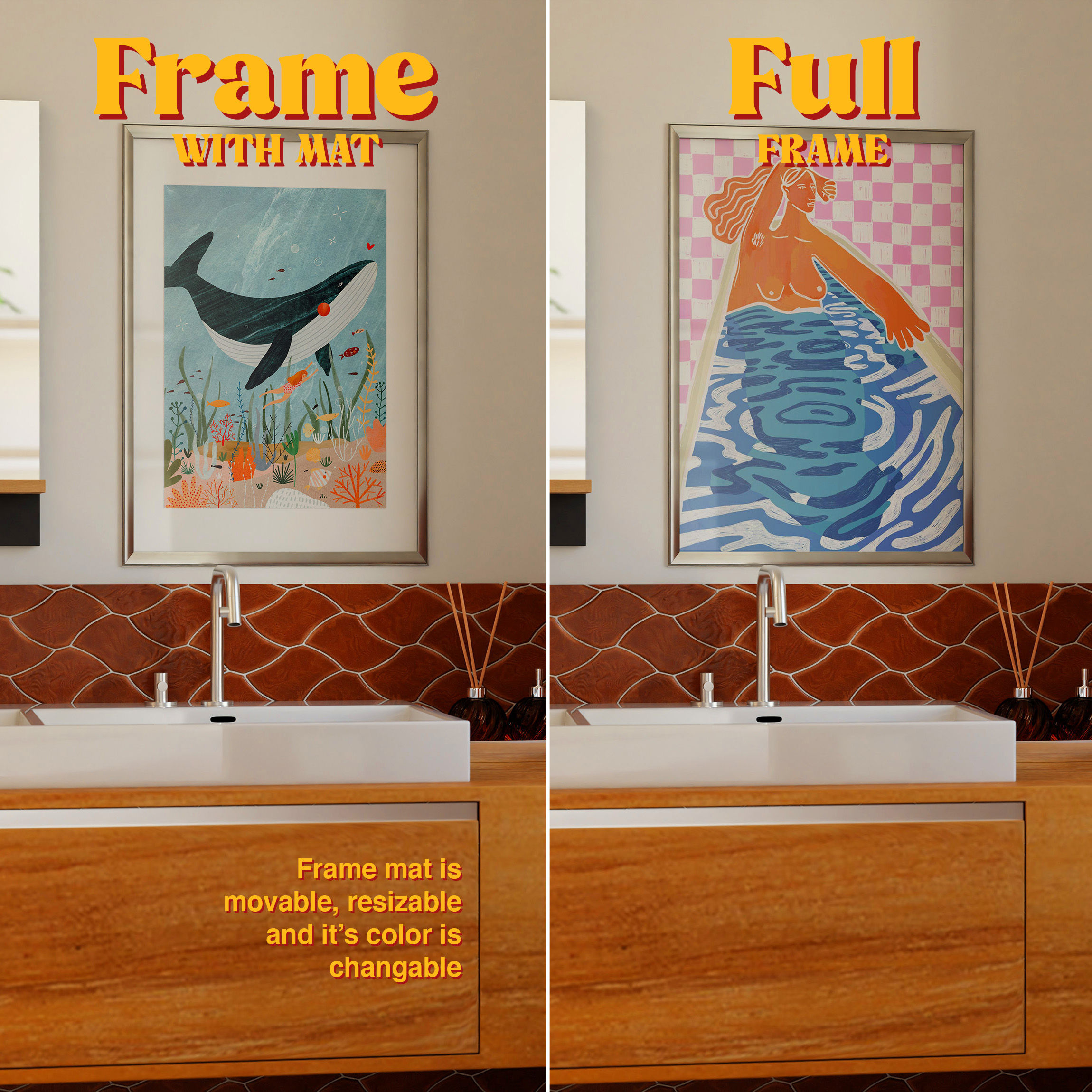 Vertical Frame Mockup: Public Bathroom Variant, PSD File - Image 2