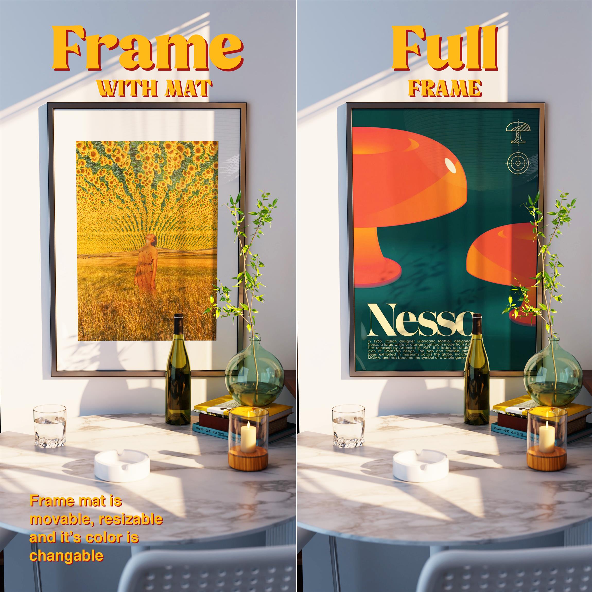 Vertical Frame Mockup: Retro Dining Corner Variant, PSD File - Image 4