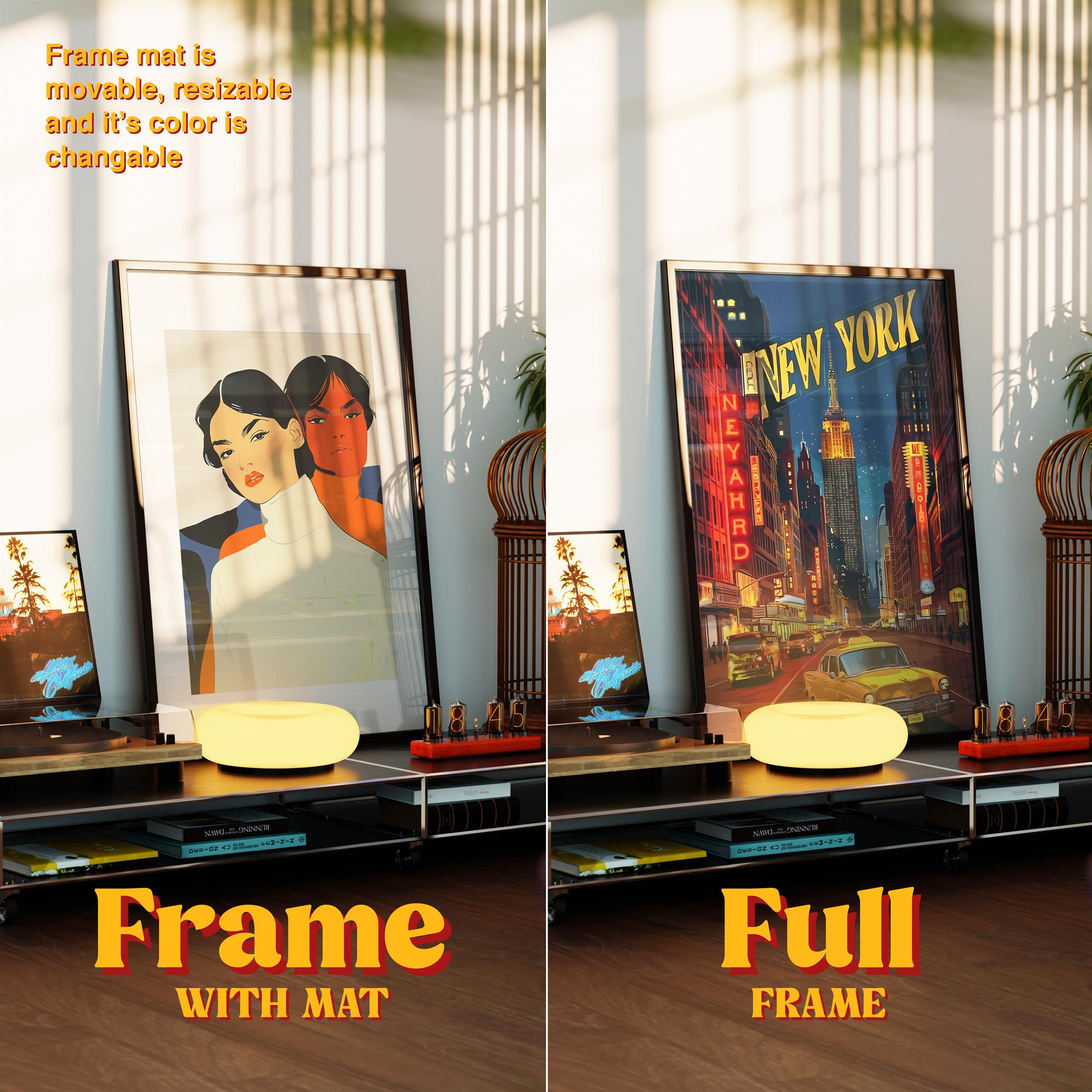 Vertical Frame Mockup: Mid-Century Book Cart Variant, PSD File - Image 4