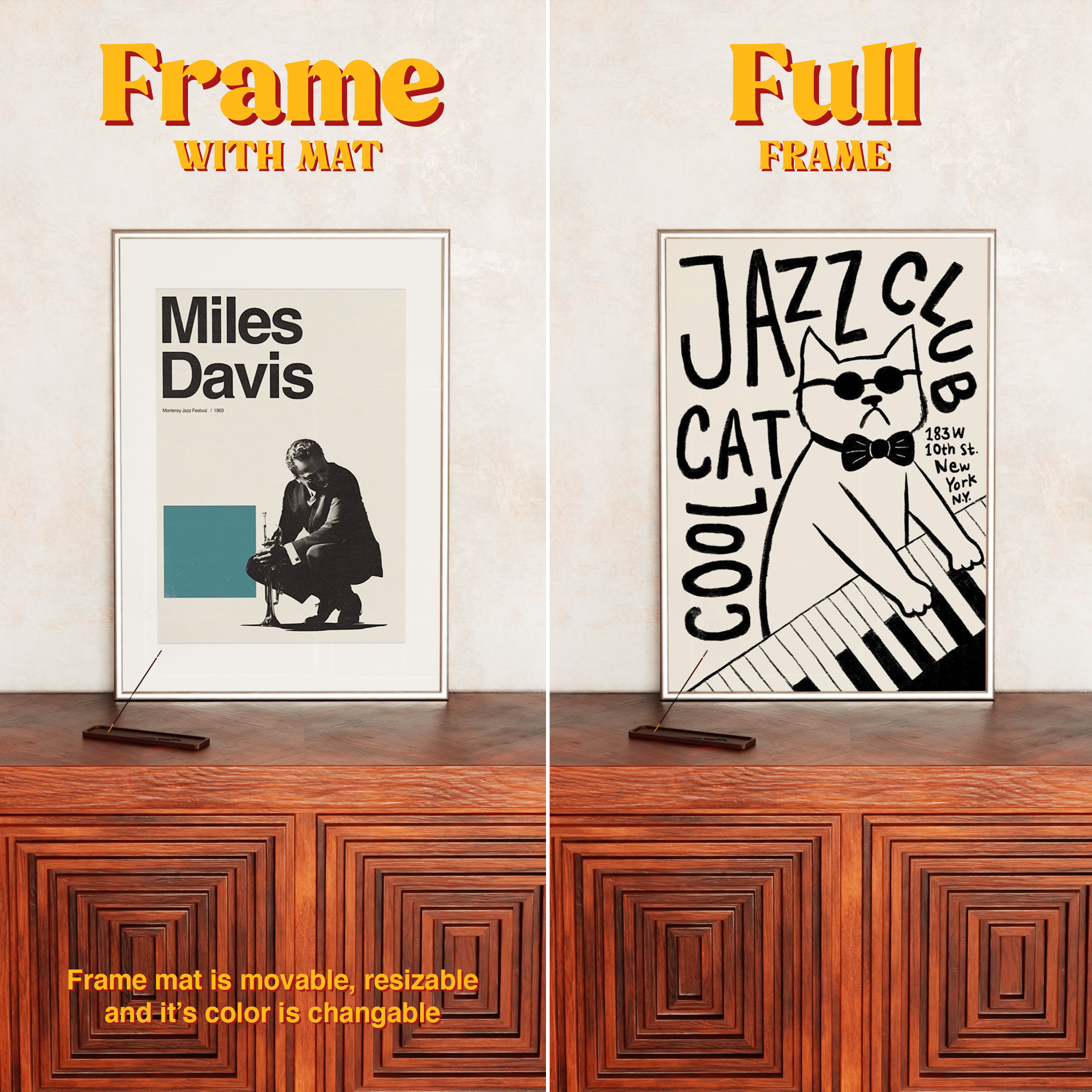 Vertical Frame Mockup: Mid-Century Credenza, PSD File - Image 4