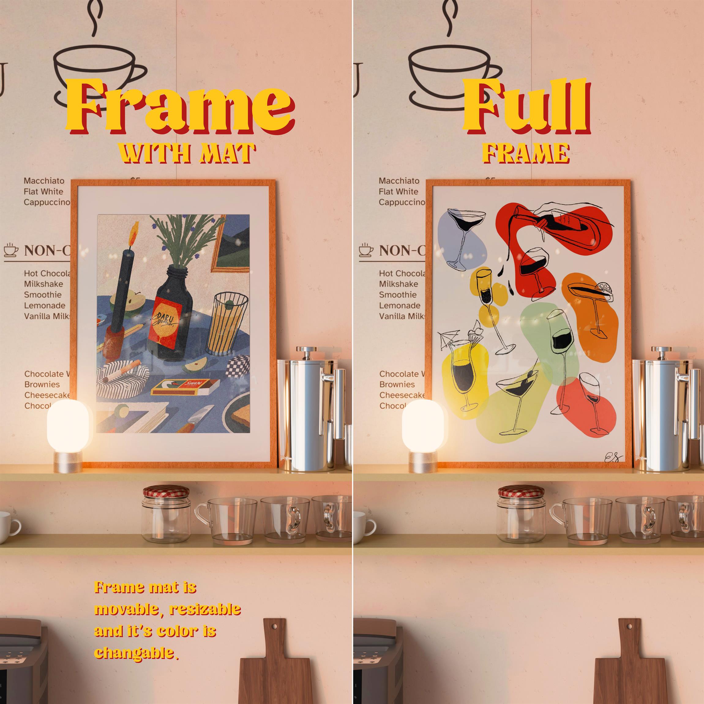 Vertical Frame Mockup: Cafe Shelf Variant, PSD File - Image 6