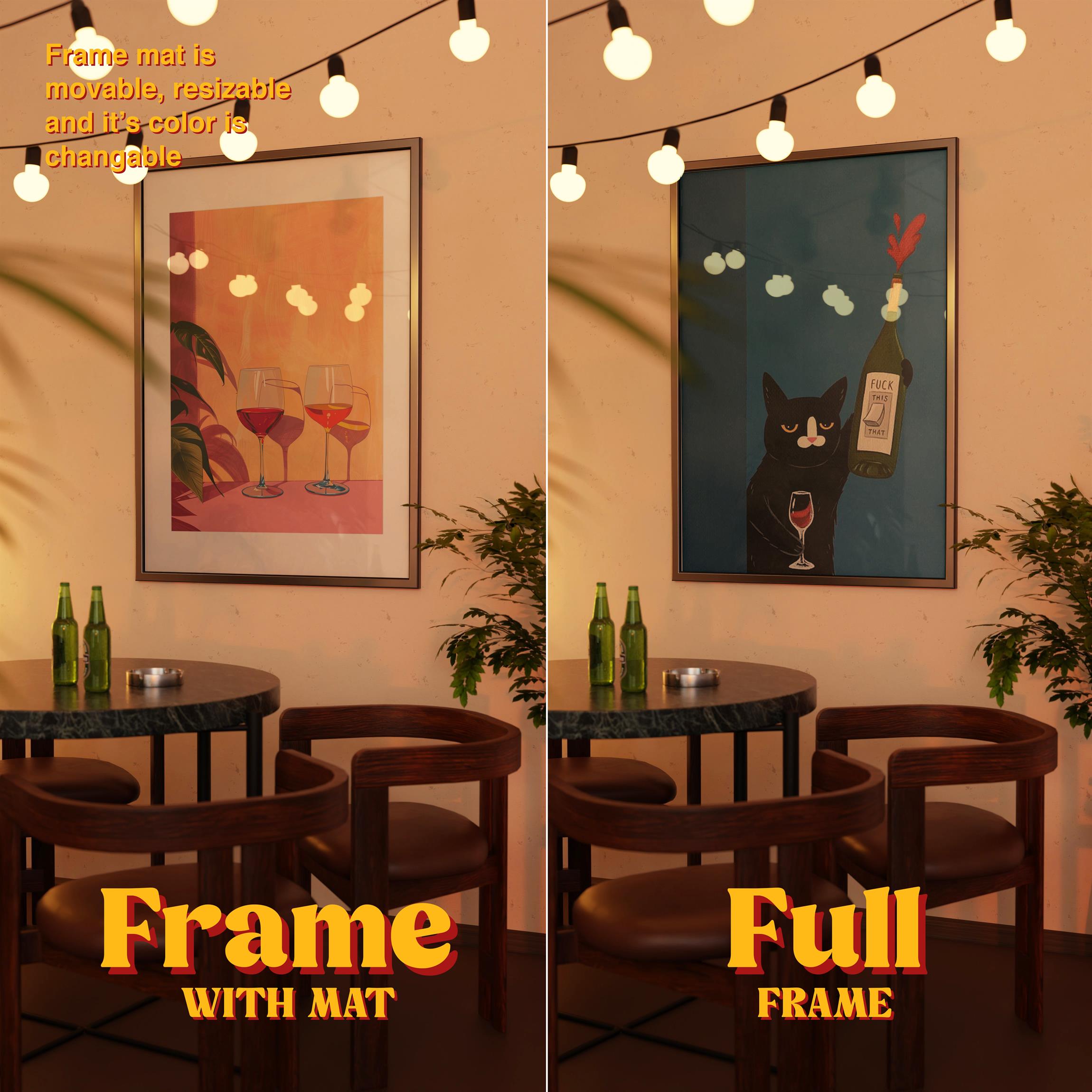 Vertical Frame Mockup: Coffee Bar & String of Light Bulbs, PSD File - Image 5
