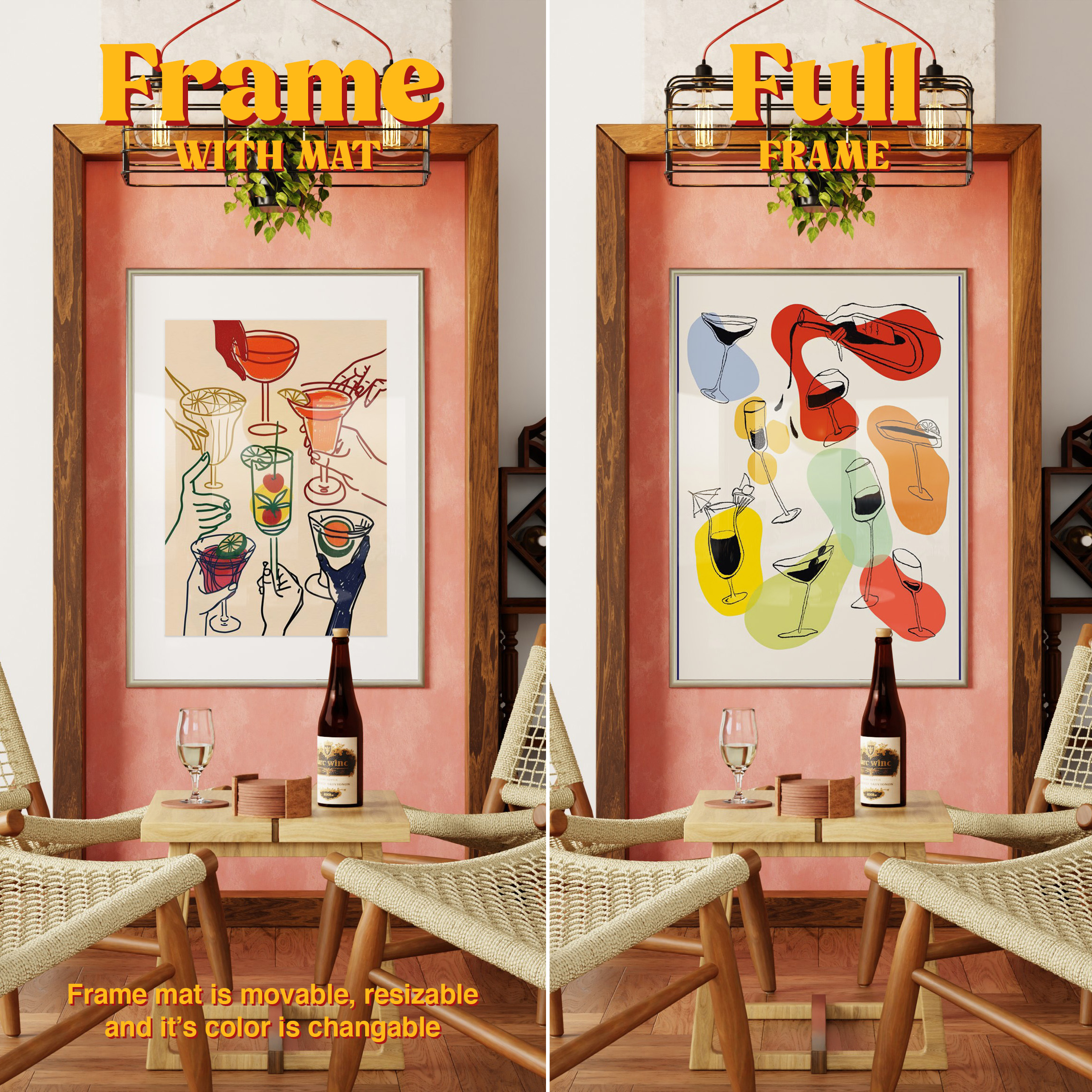 Vertical Frame Mockup: Living Room With Wines, PSD File - Image 6