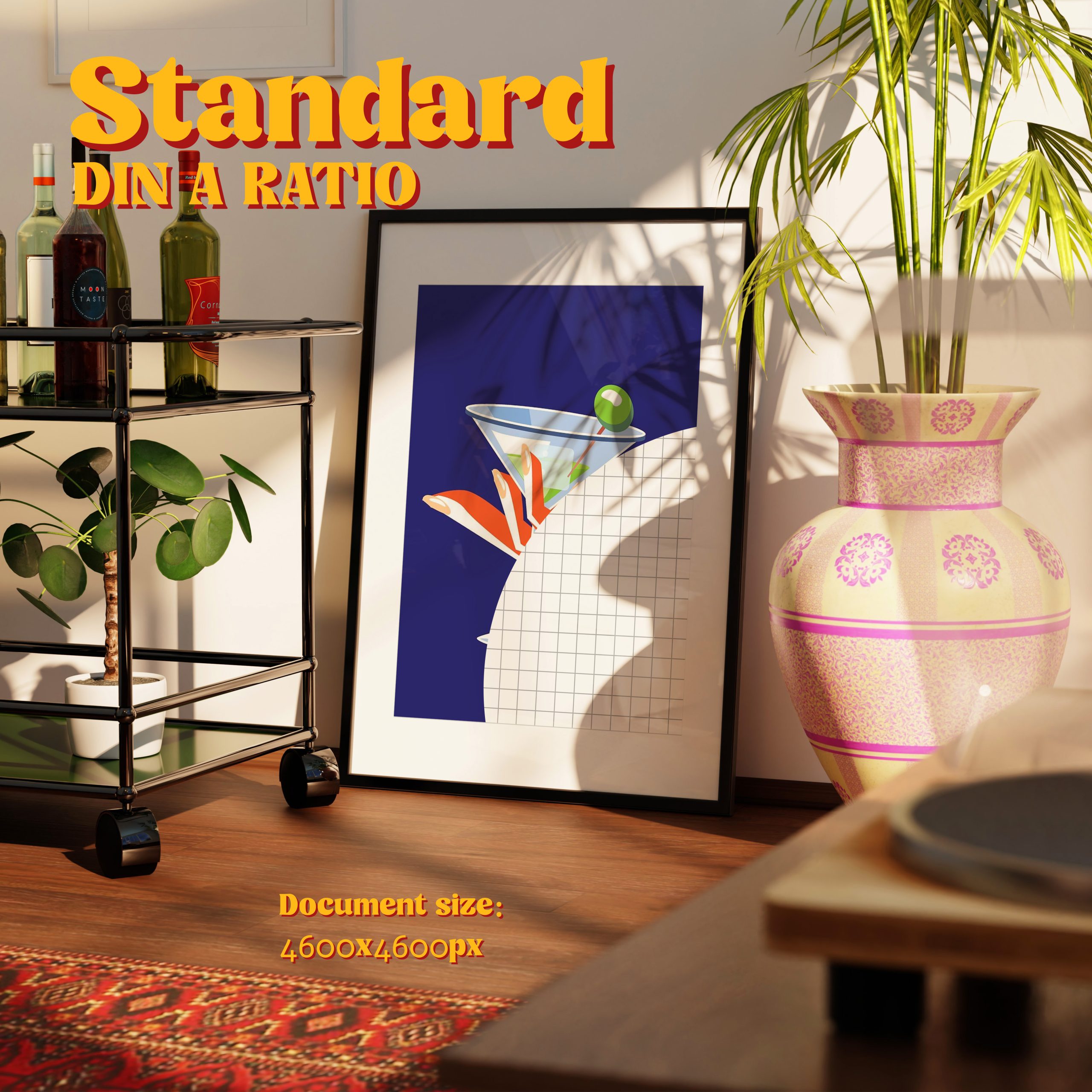 Vertical Frame Mockup: Bar Cart Corner, PSD File - Image 3