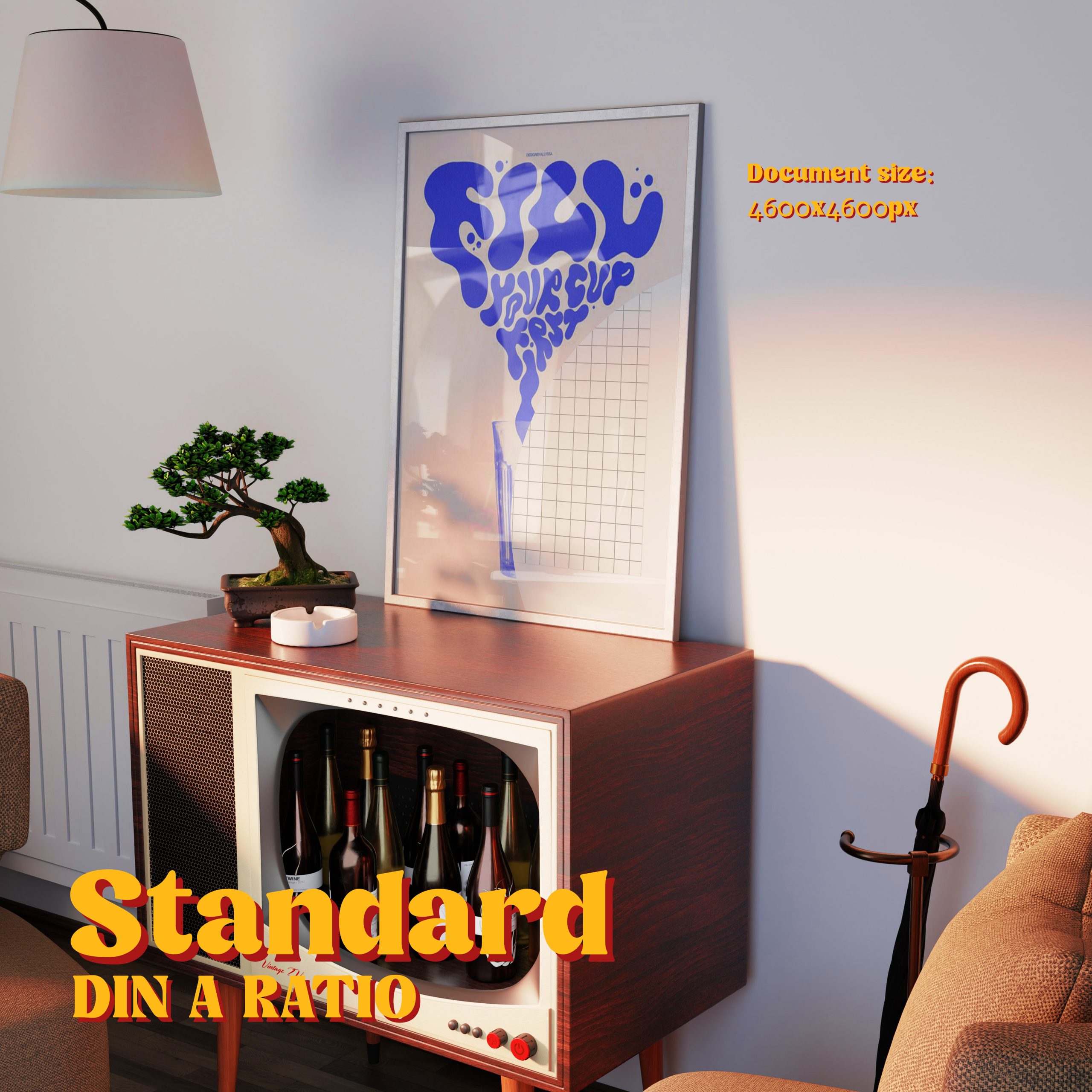 Vertical Frame Mockup: TV Liquor Cabinet Variant, PSD File - Image 3