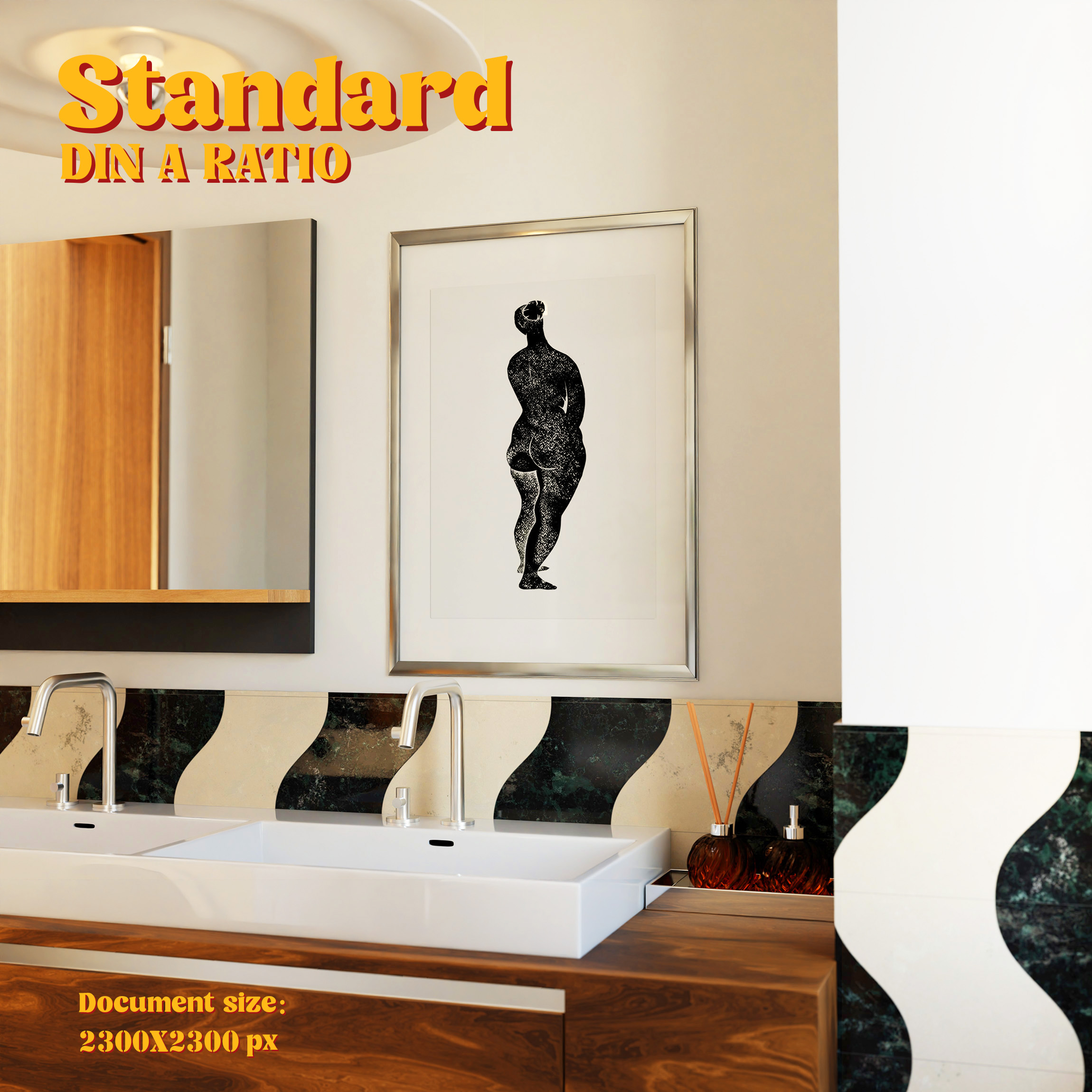 Vertical Frame Mockup: Public Bathroom, PSD File - Image 3