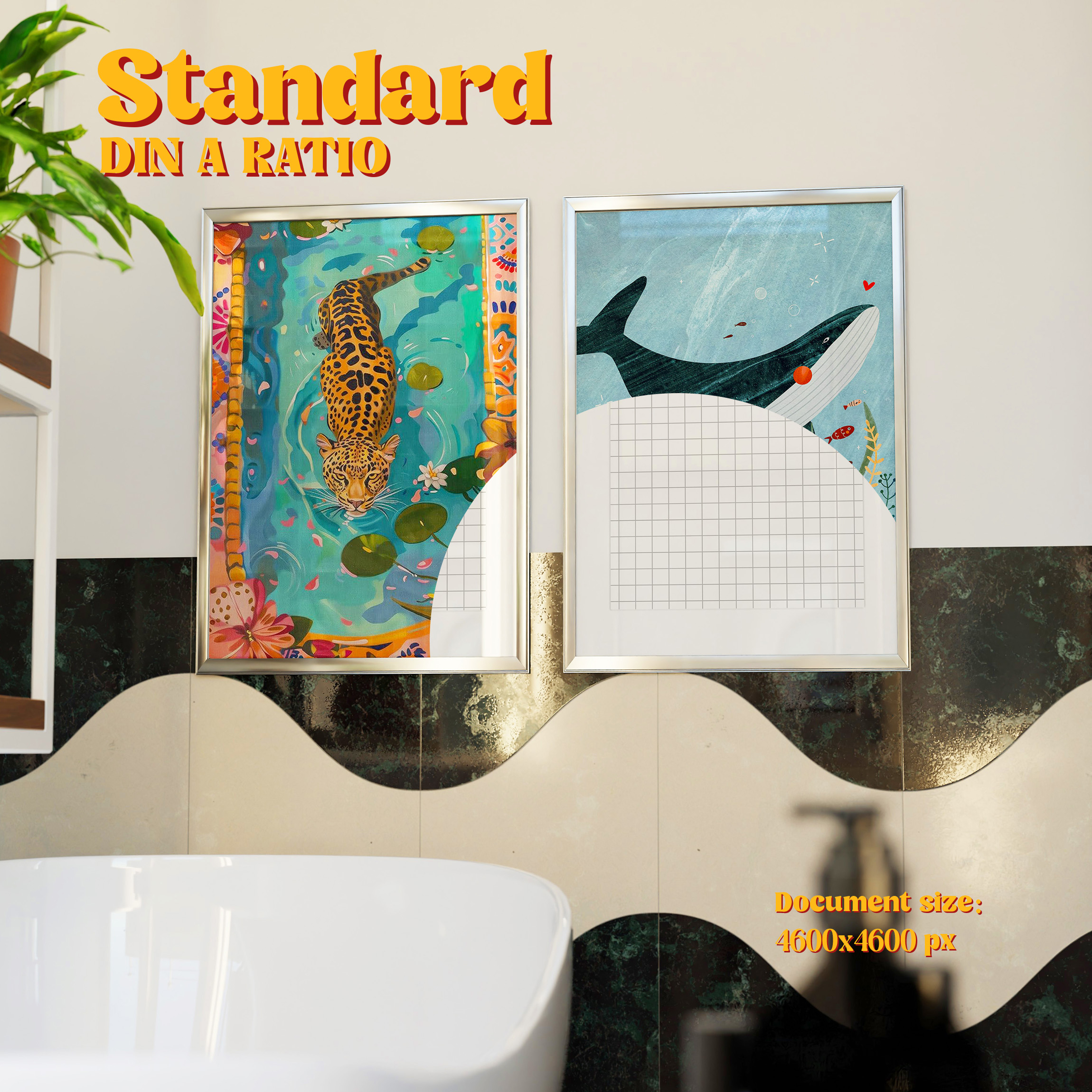 Vertical Frame Mockup: Two Frames in a Cozy Bathroom, PSD File - Image 3