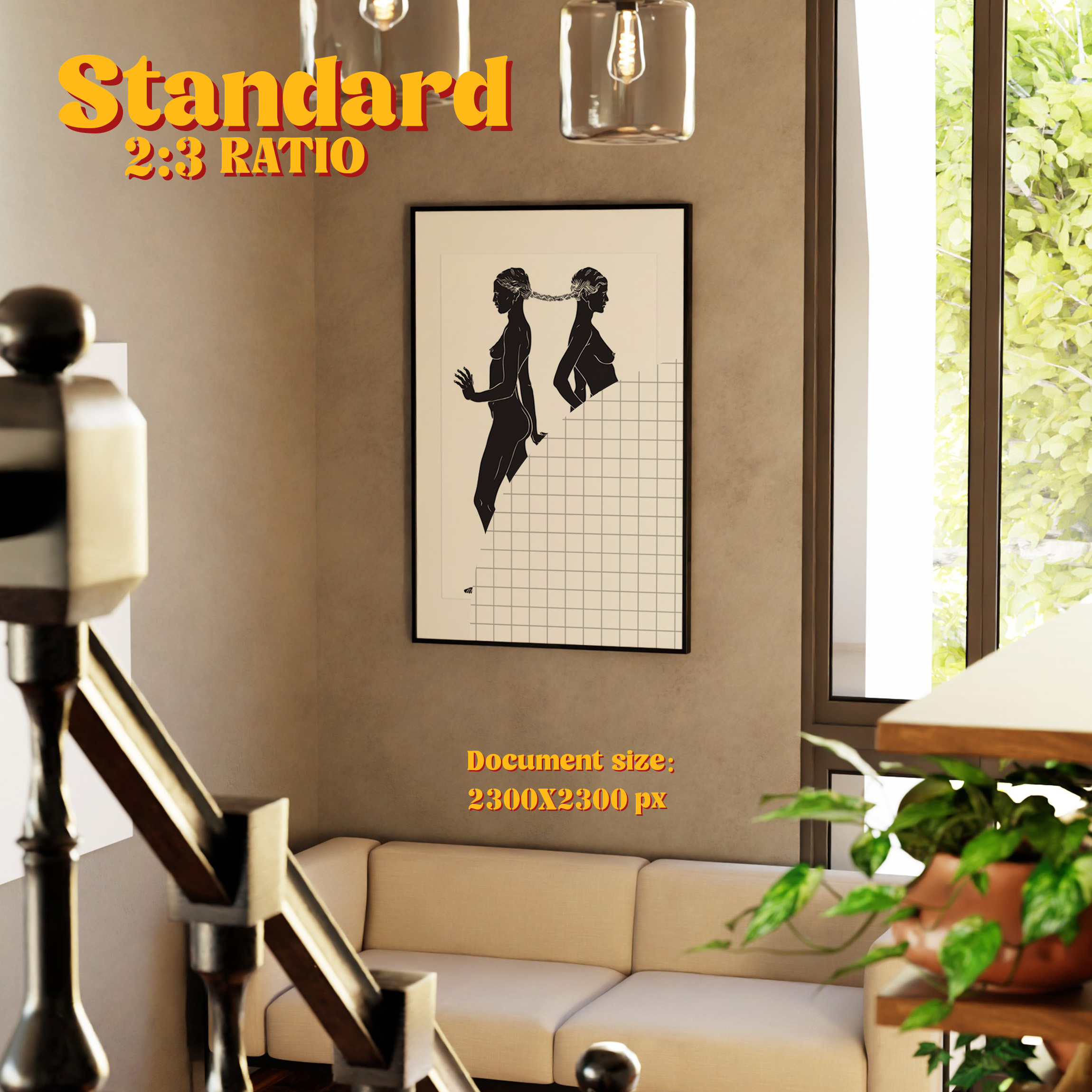 Vertical Frame Mockup: Sunny Loft Interior, PSD FIle - Image 3