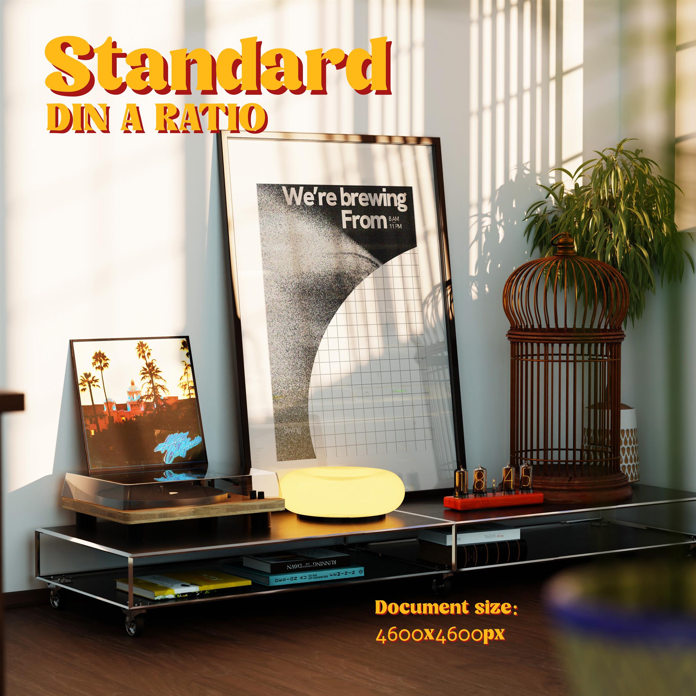 Vertical Frame Mockup: Mid-Century Book Cart Variant, PSD File - Image 3