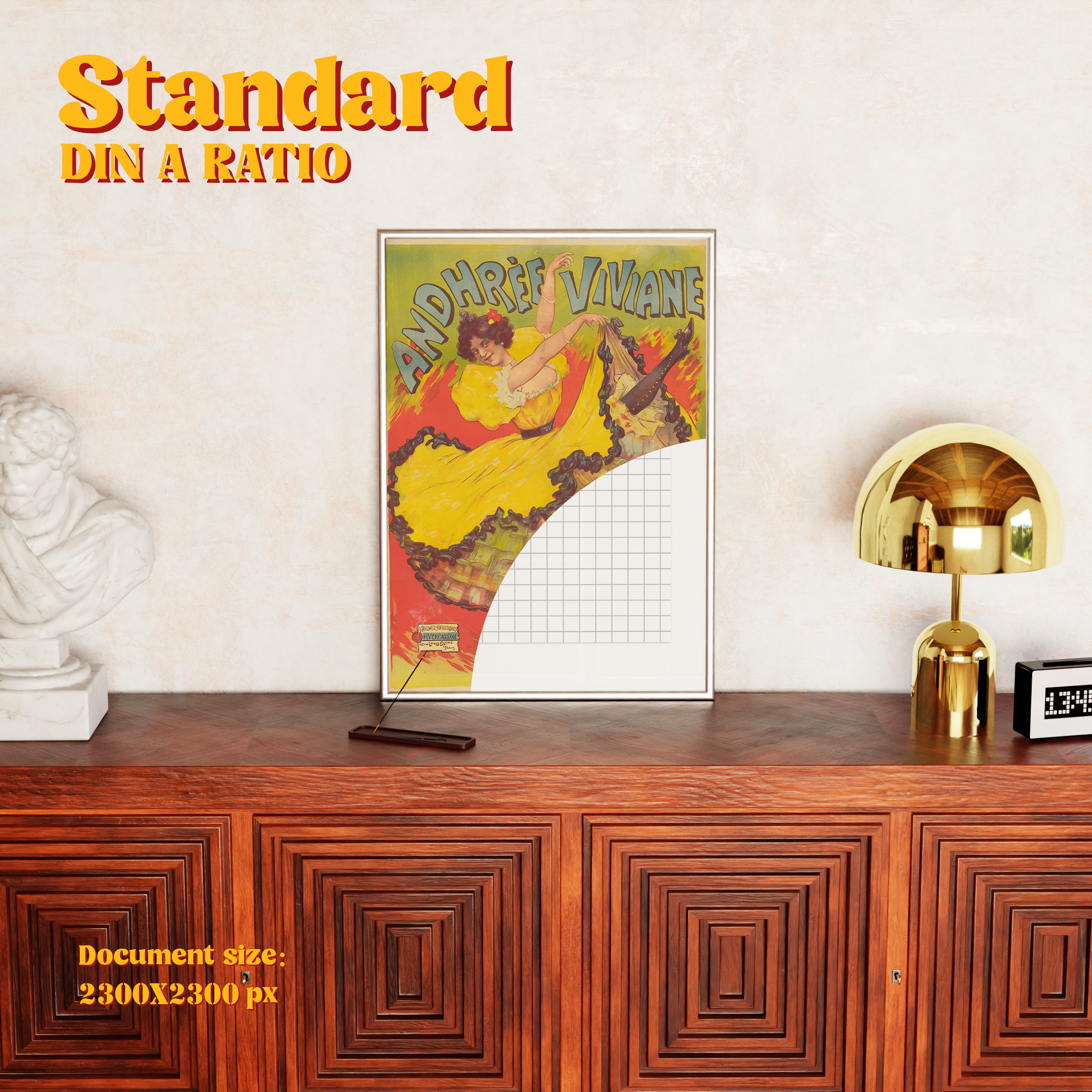 Vertical Frame Mockup: Mid-Century Credenza, PSD File - Image 3
