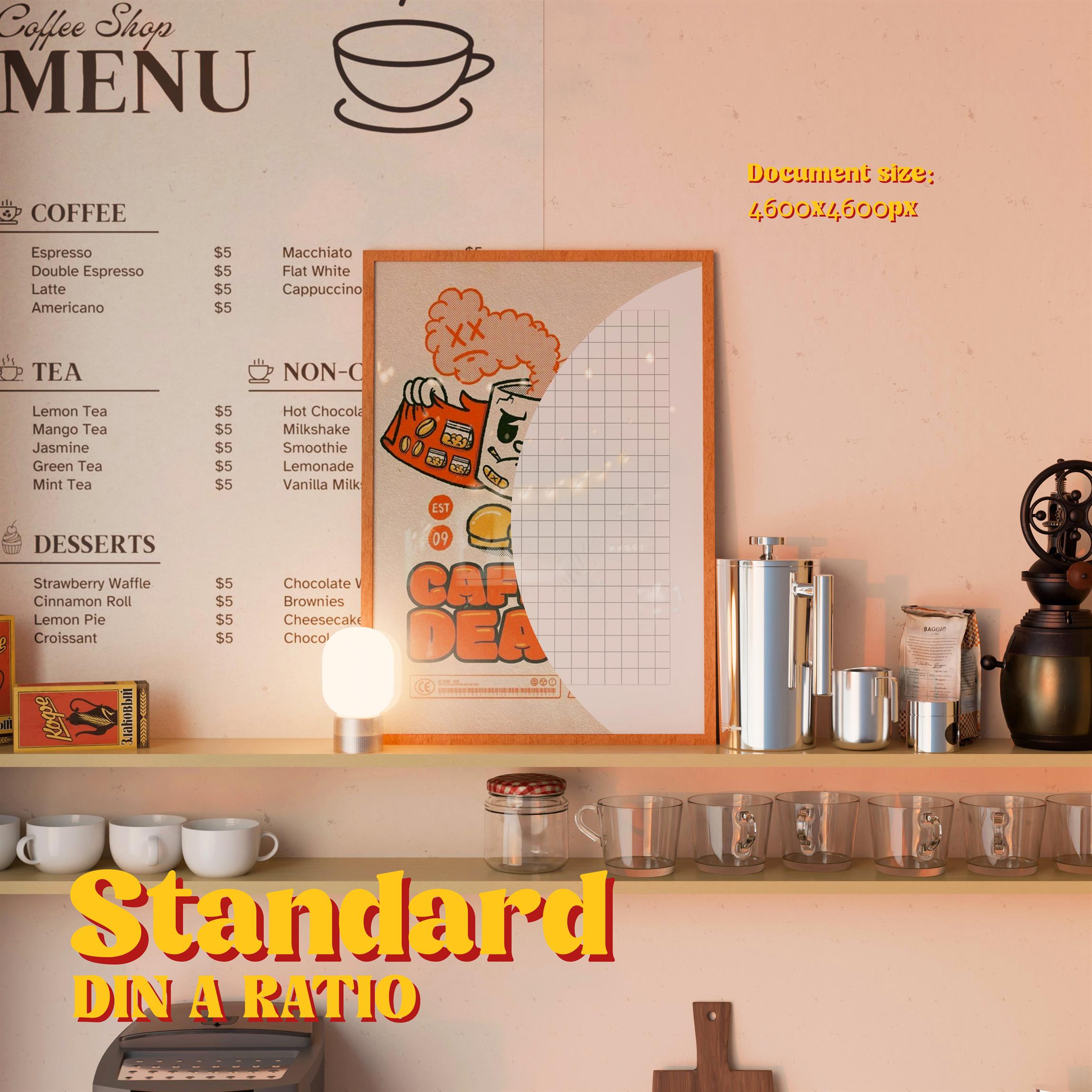 Vertical Frame Mockup: Cafe Shelf Variant, PSD File - Image 3