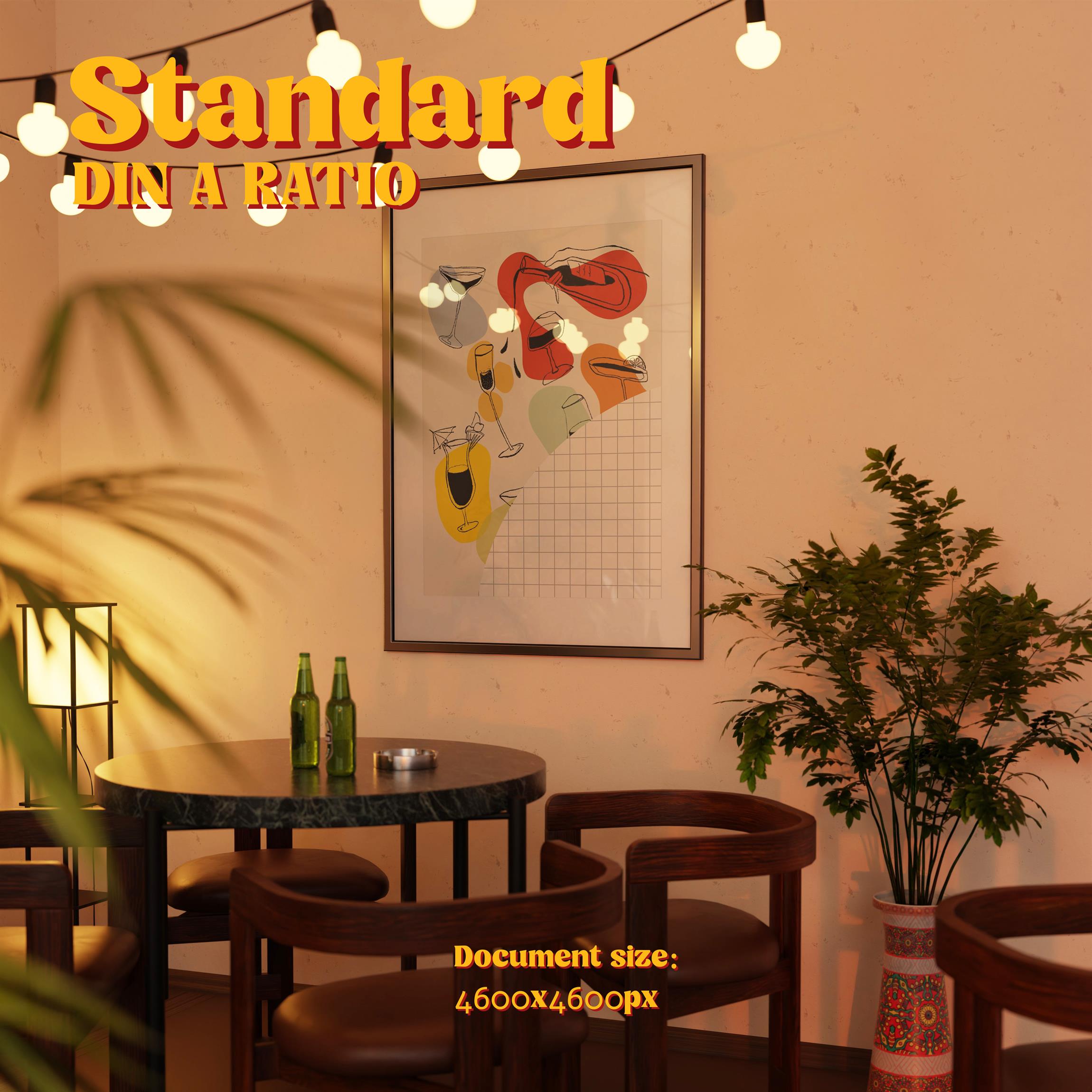 Vertical Frame Mockup: Coffee Bar & String of Light Bulbs, PSD File - Image 3