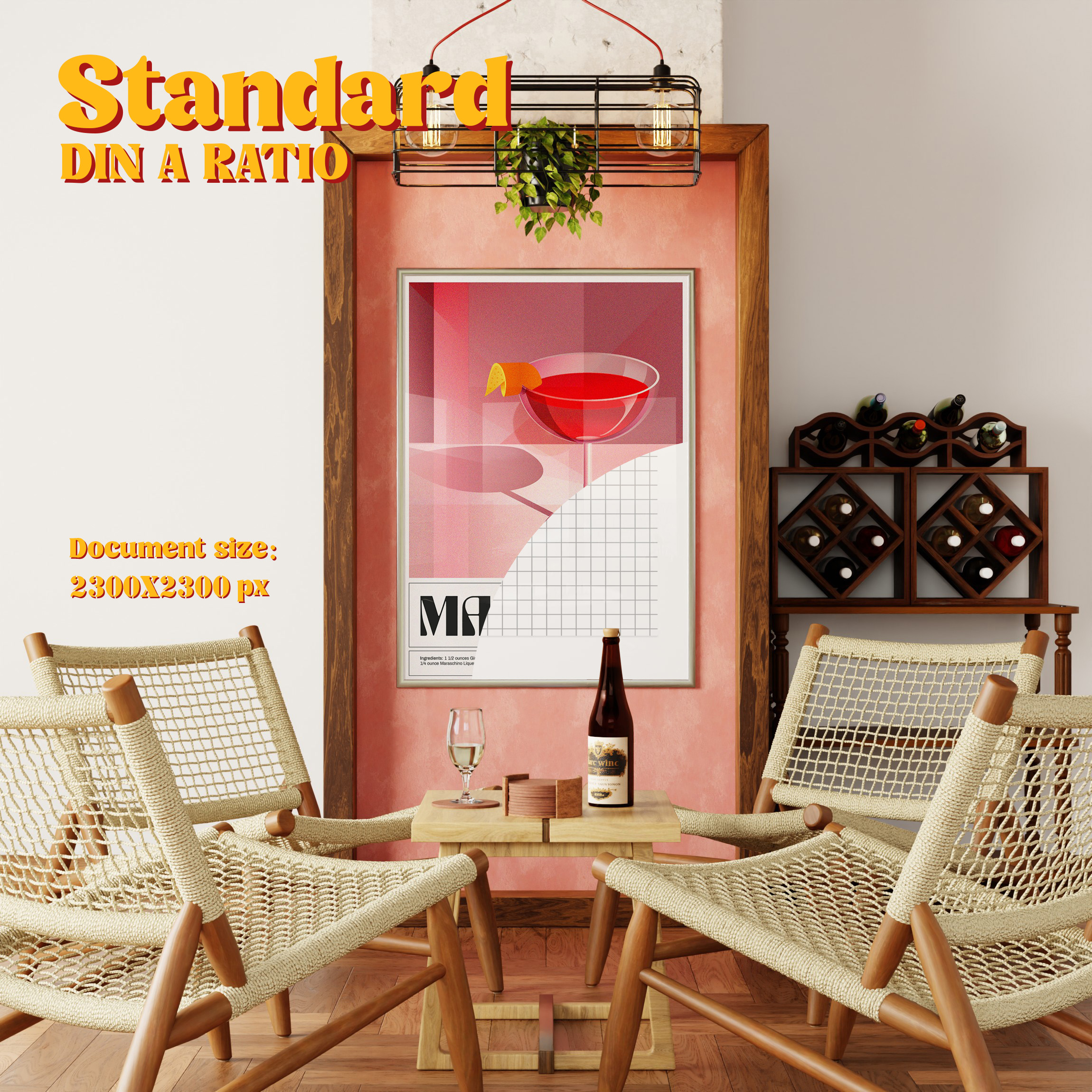 Vertical Frame Mockup: Living Room With Wines, PSD File - Image 3