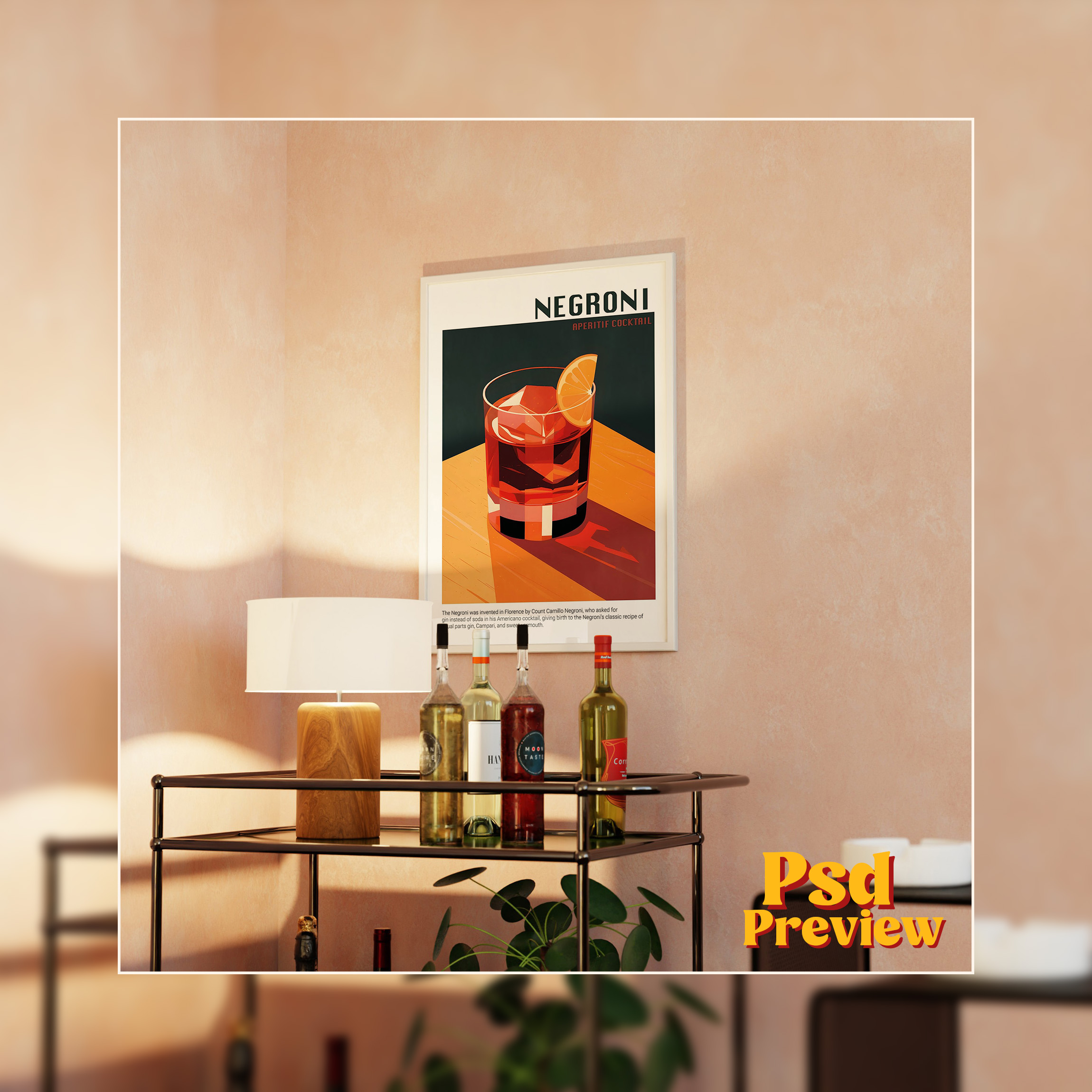 Vertical Frame Mockup: Moody Bar Cart Corner, PSD File - Image 5