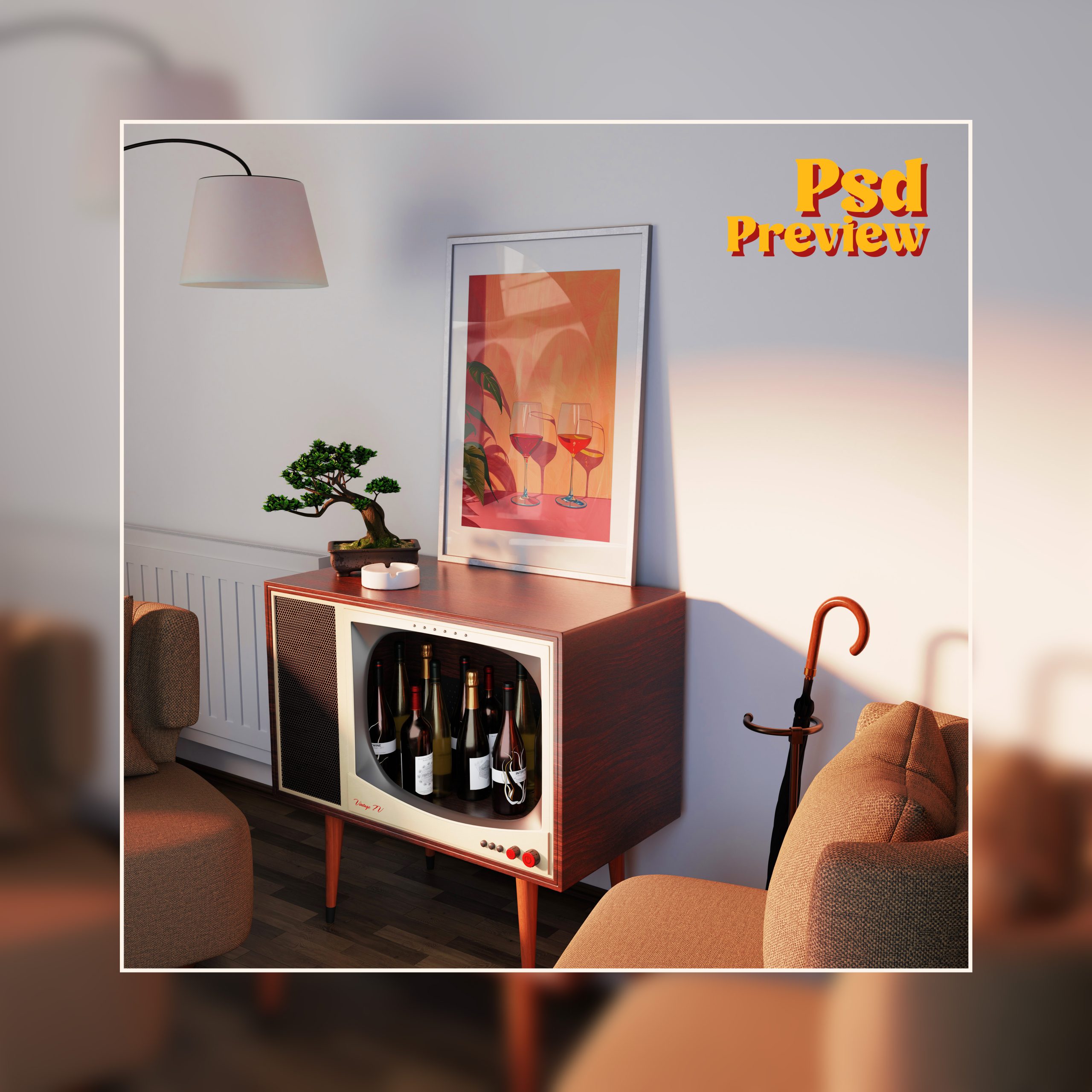 Vertical Frame Mockup: TV Liquor Cabinet Variant, PSD File - Image 4
