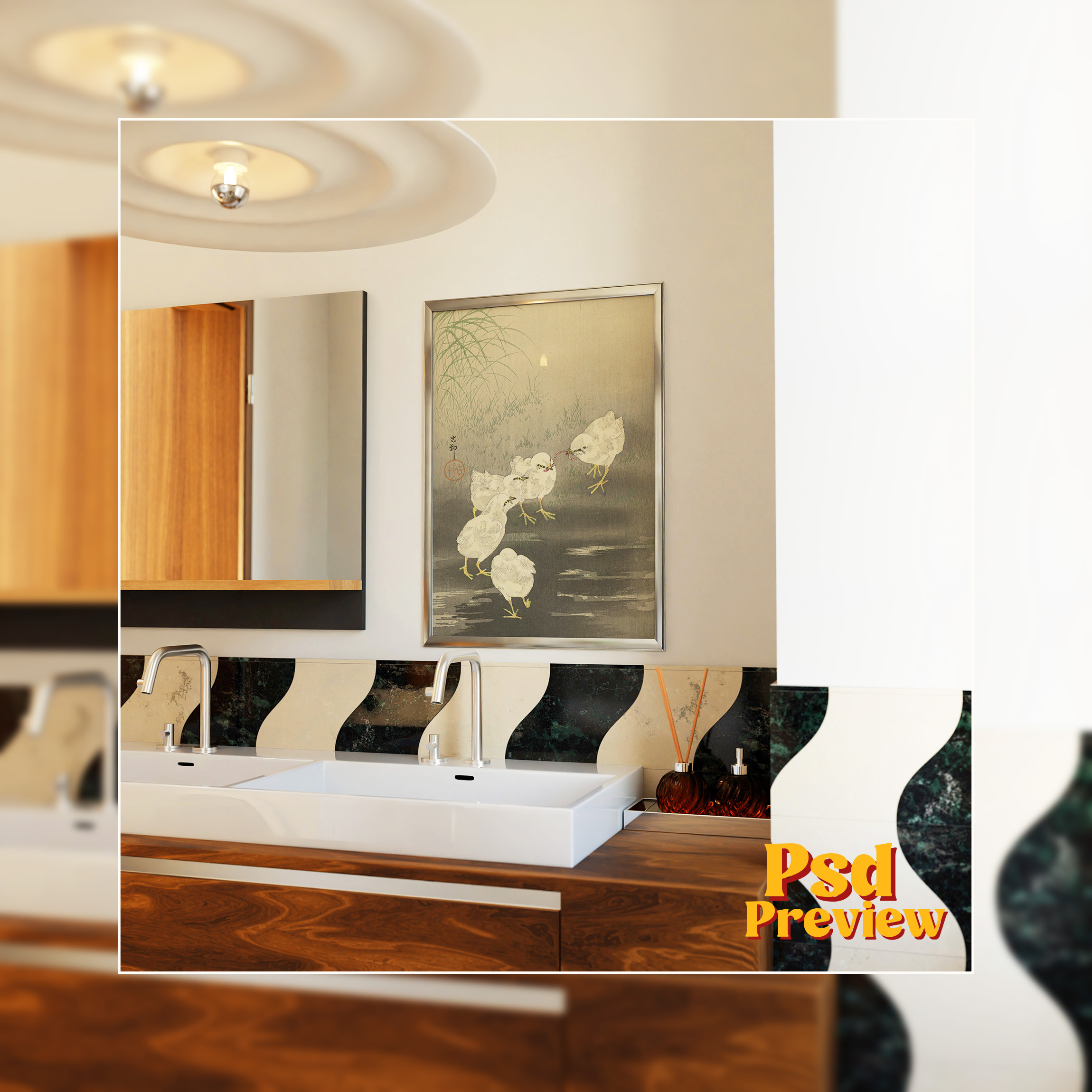 Vertical Frame Mockup: Public Bathroom, PSD File - Image 4