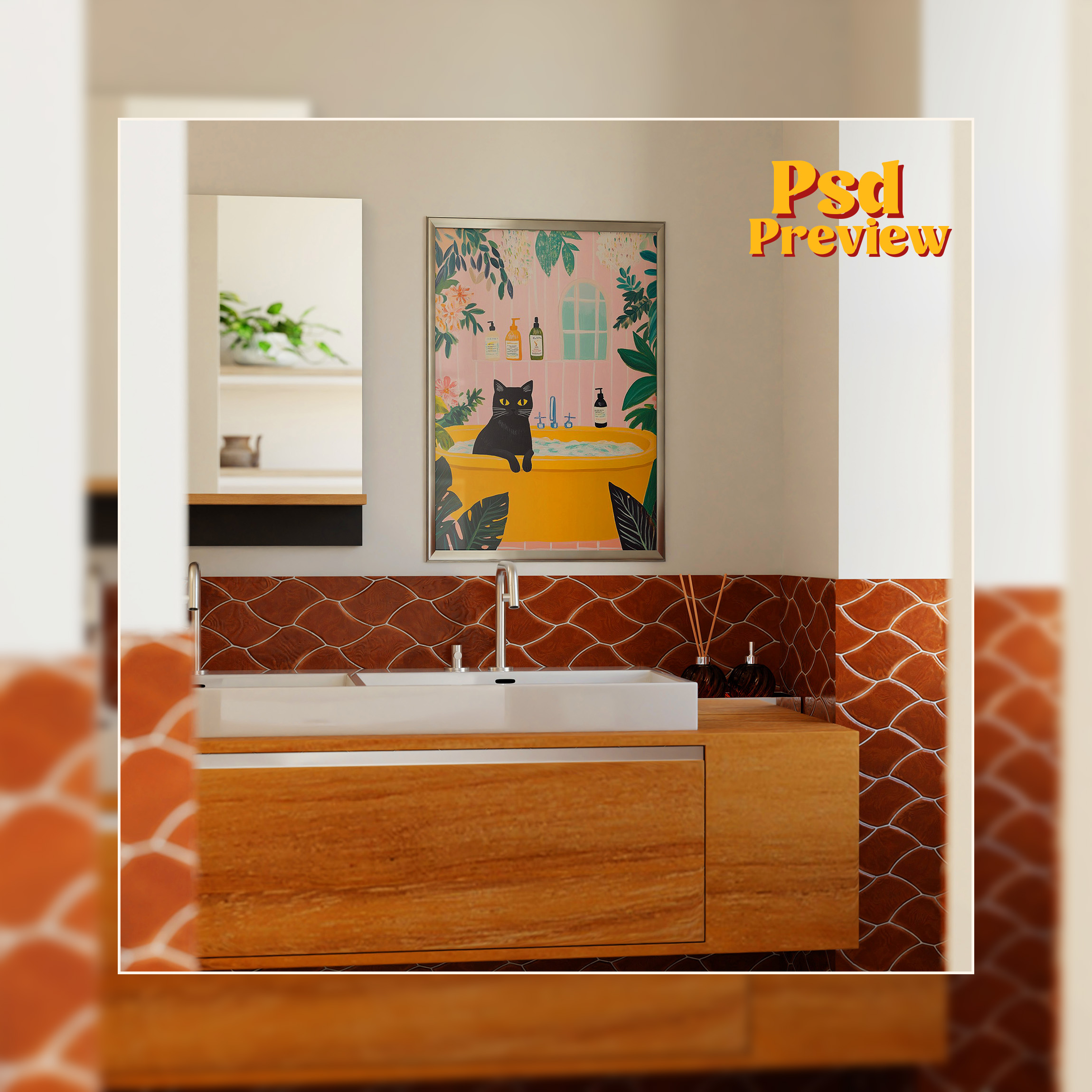 Vertical Frame Mockup: Public Bathroom Variant, PSD File - Image 3