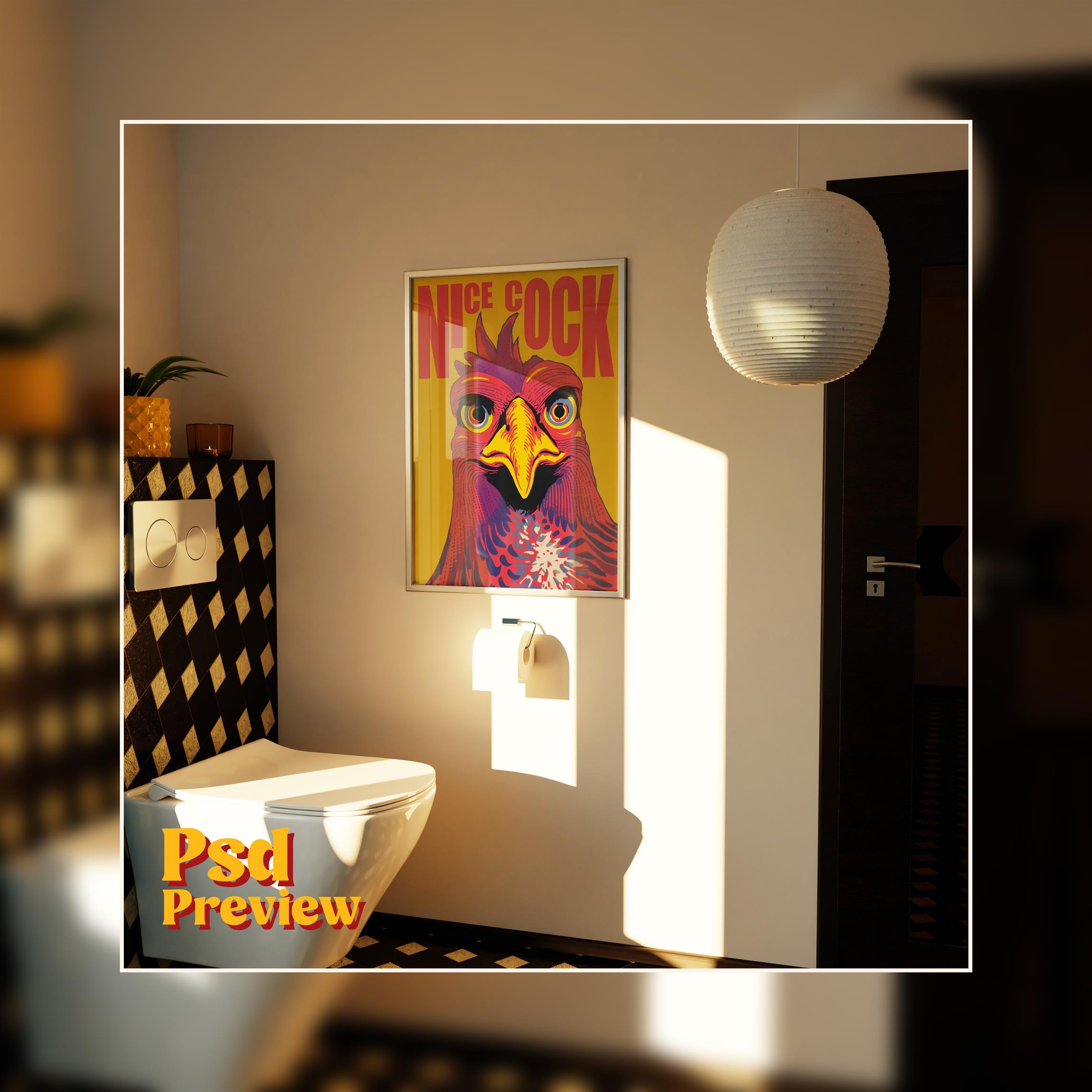 Vertical Frame Mockup: Mid-Century Toilet, PSD File - Image 4
