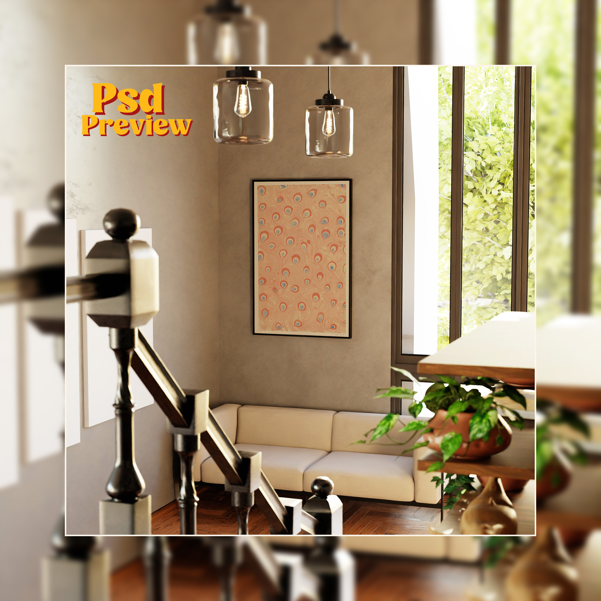 Vertical Frame Mockup: Sunny Loft Interior, PSD FIle - Image 5