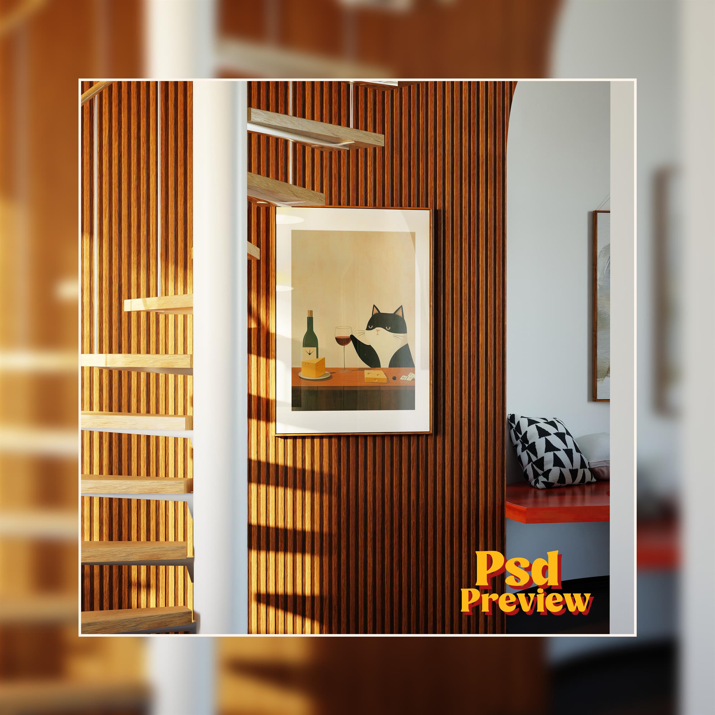 Vertical Frame Mockup: Mid Century Stairs & Cladding, PSD File - Image 5