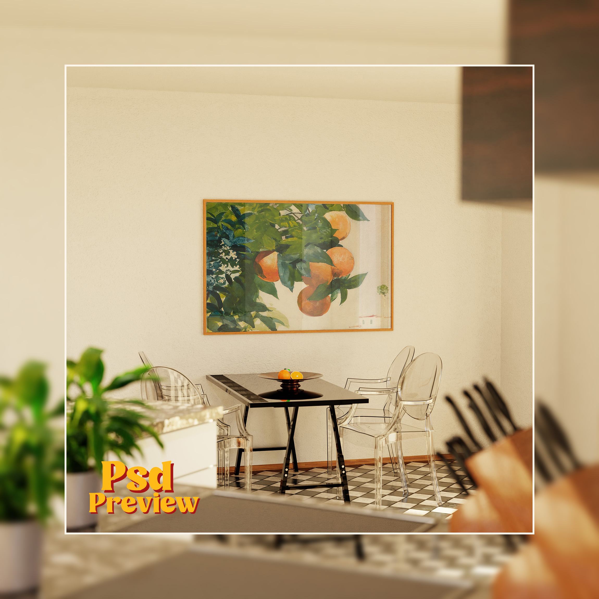 Horizontal Frame Mockup: Morning Dining Room, PSD File - Image 5