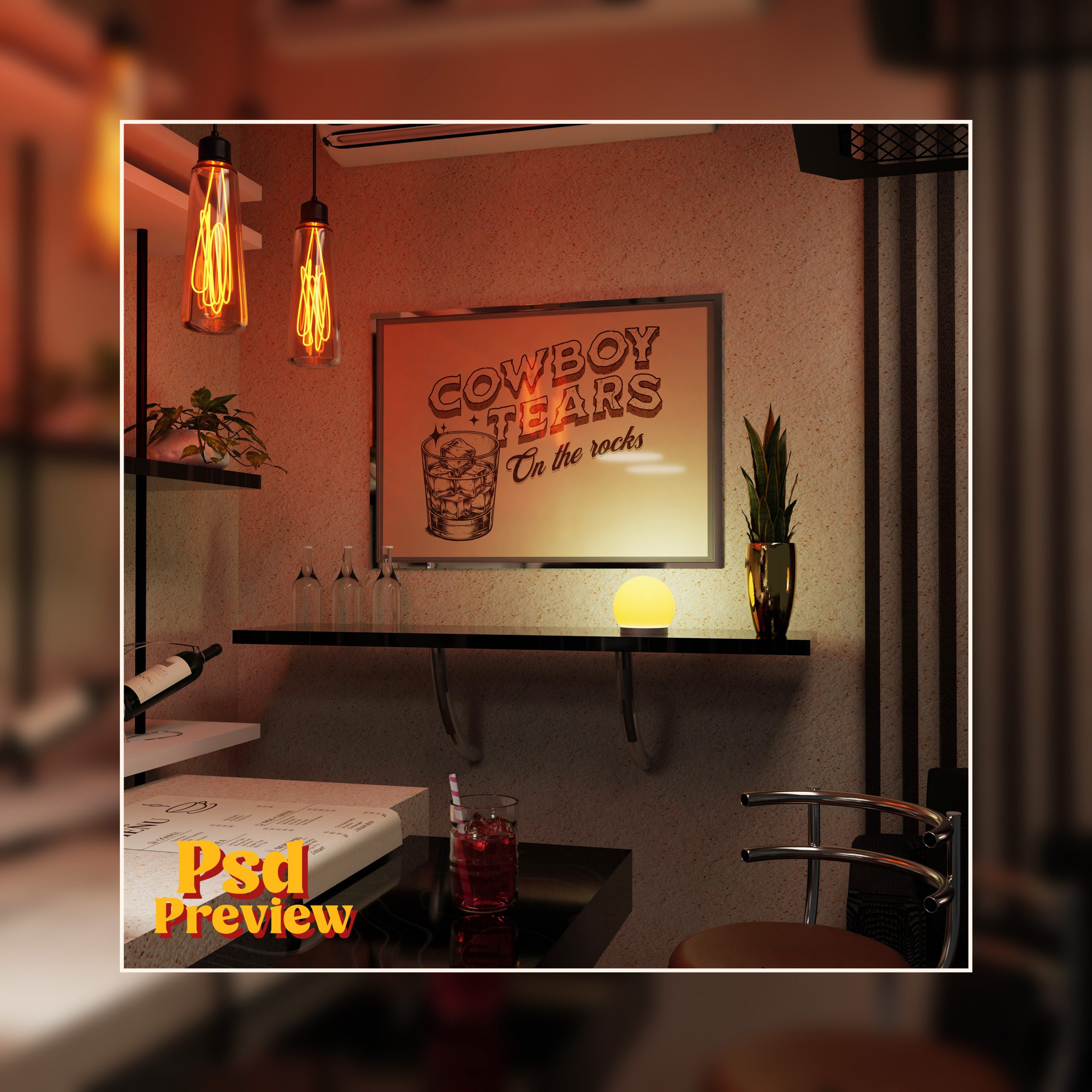 Horizontal Frame Mockup: Moody Bar, PSD File - Image 4