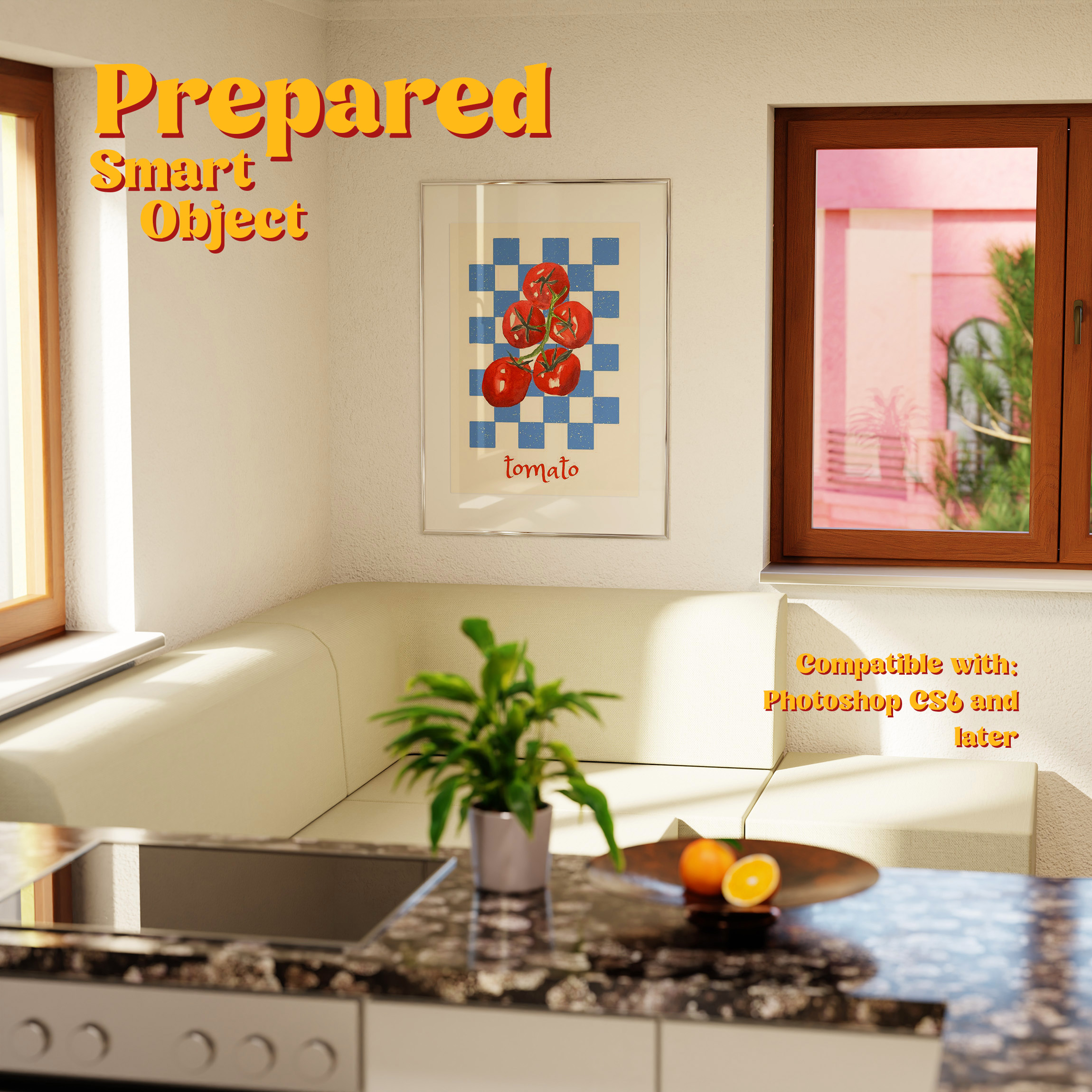 Vertical Frame Mockup: Sunny American Kitchen, PSD File - Image 2