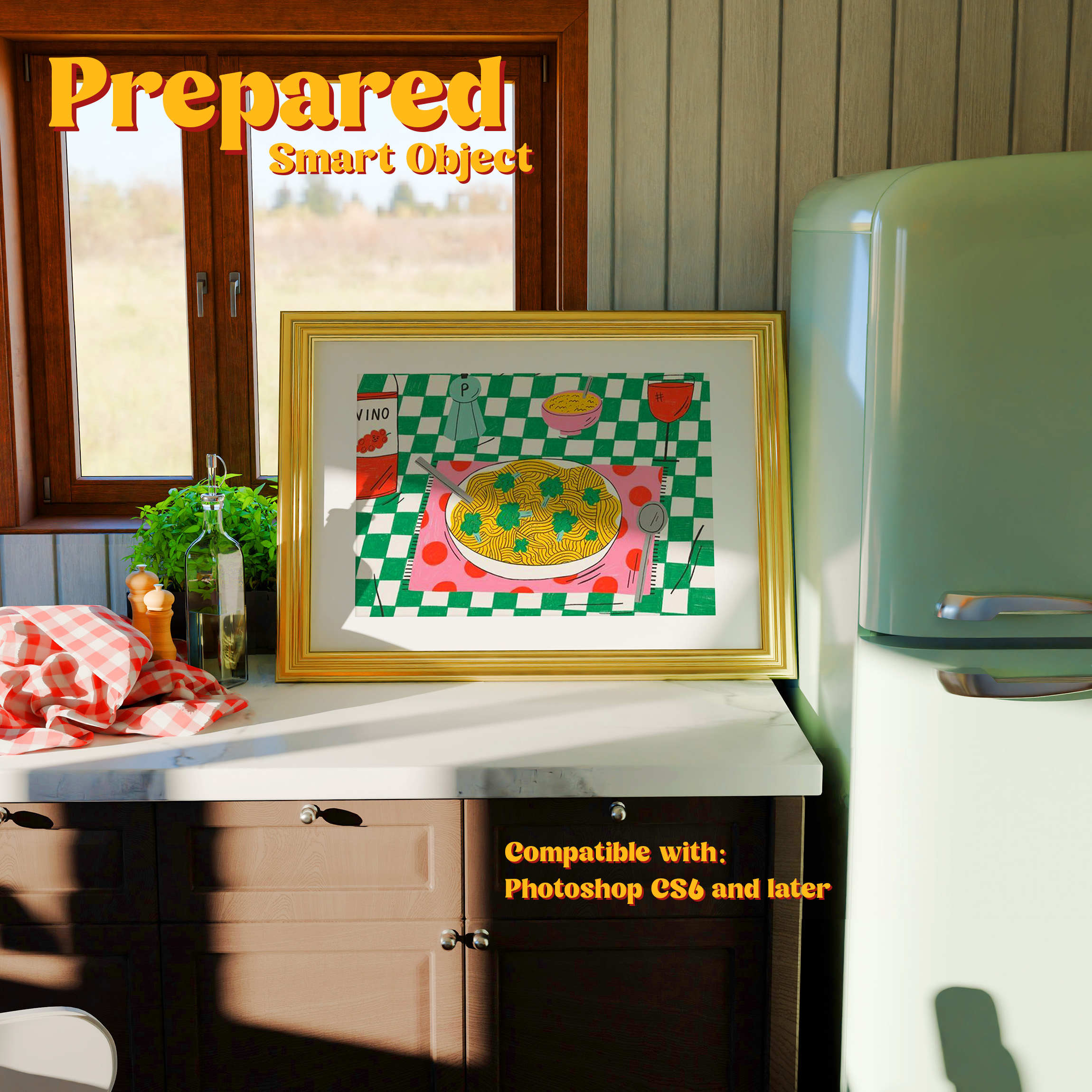 Horizontal Frame Mockup: Country Kitchen, PSD File - Image 2