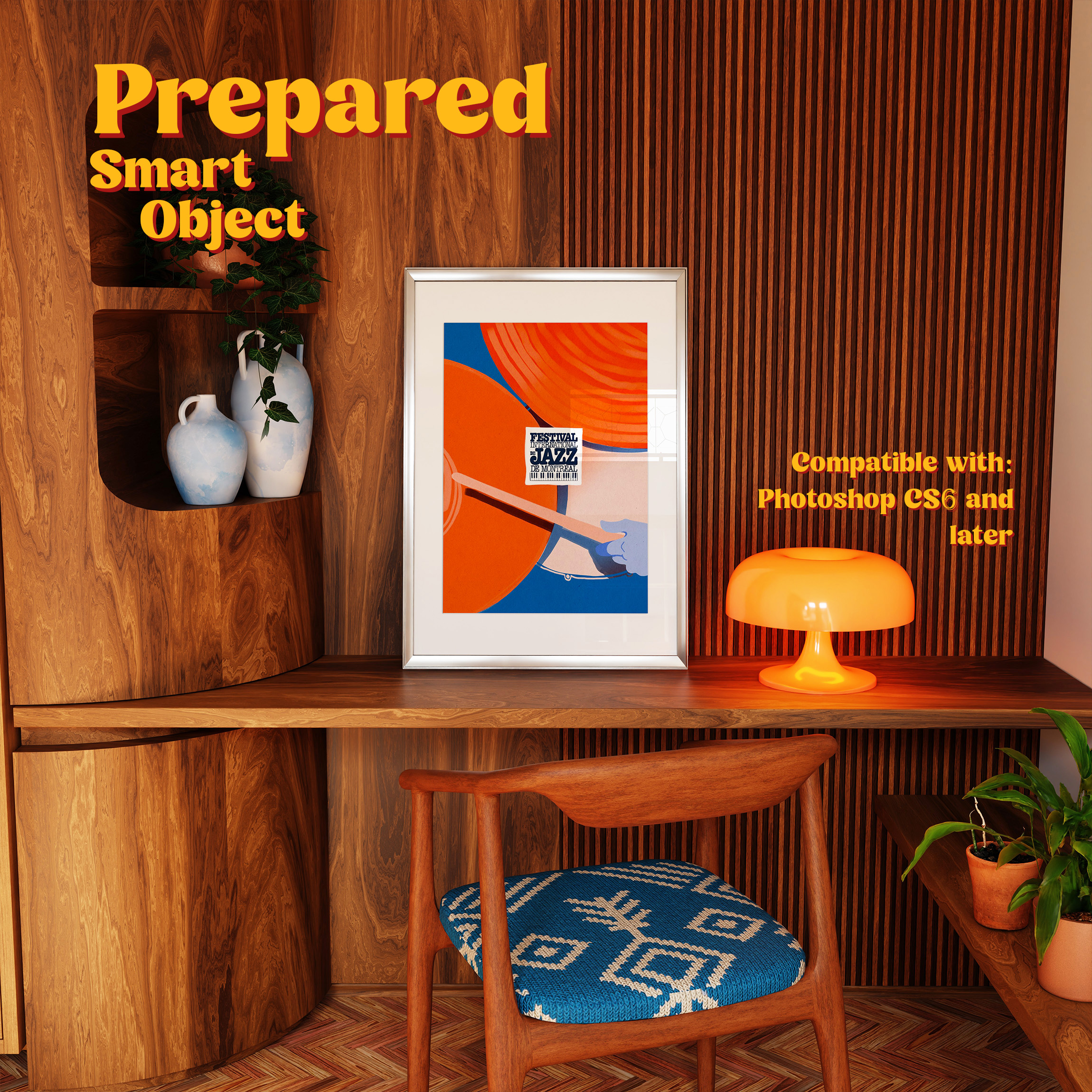 Vertical Frame Mockup: Retro Wood Decor Study, PSD File - Image 2