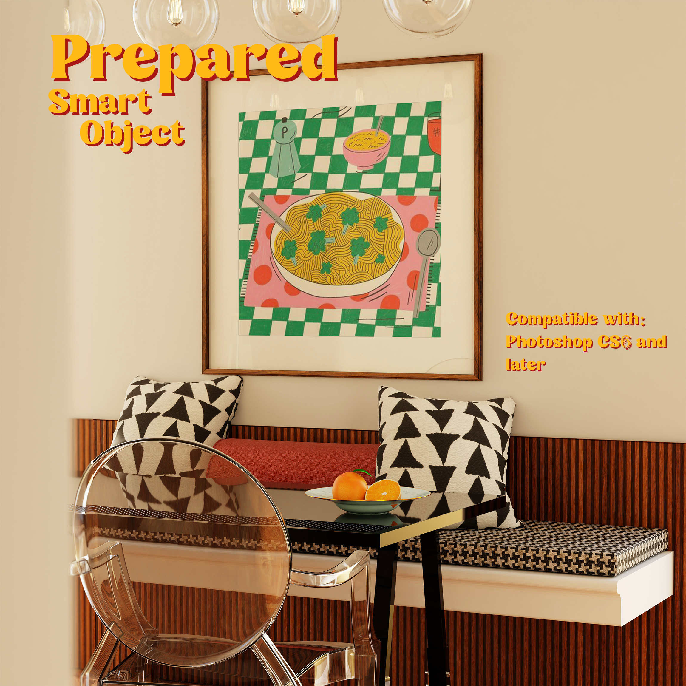 Square Frame Mockup: Retro Dining Room, PSD File - Image 2