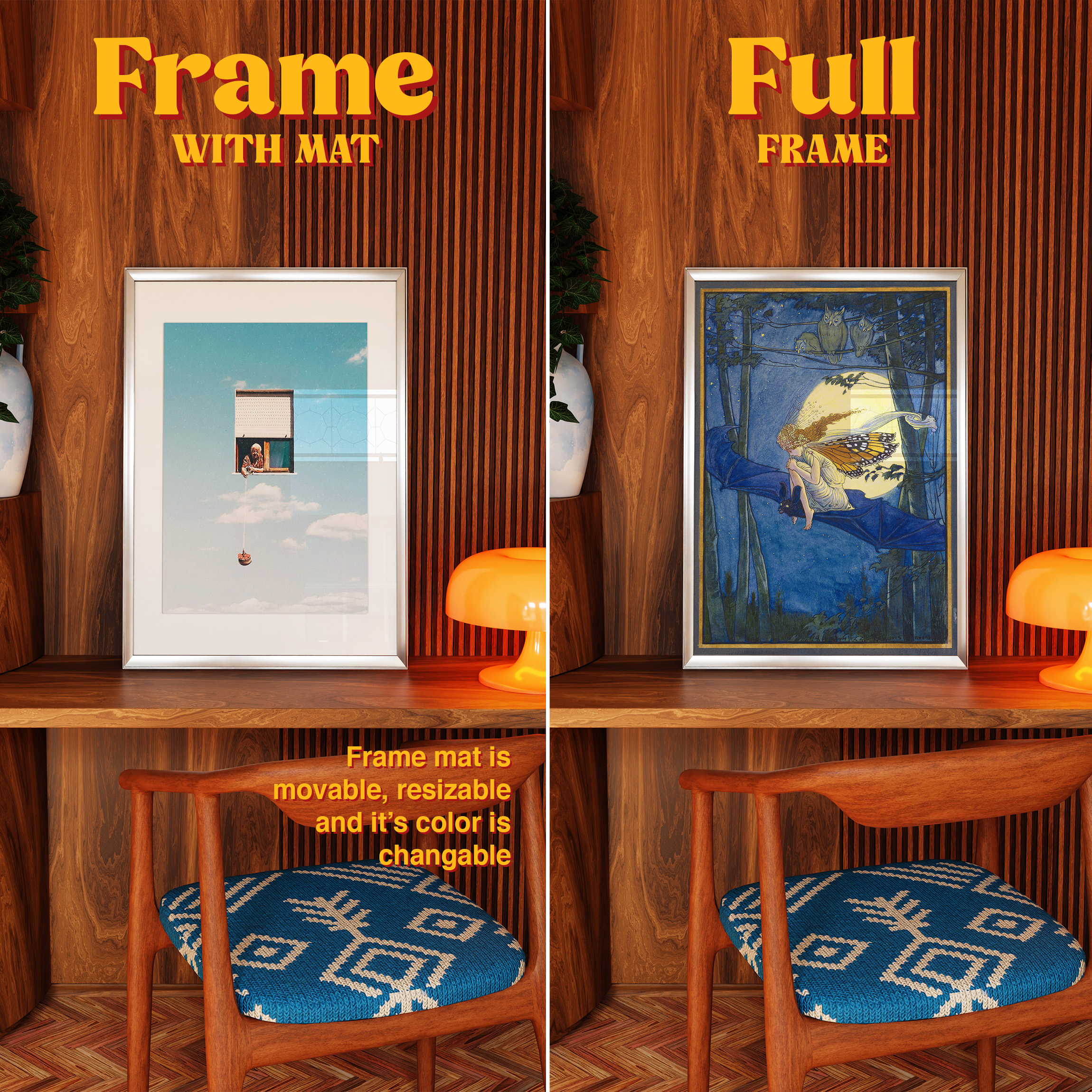 Vertical Frame Mockup: Retro Wood Decor Study, PSD File - Image 4