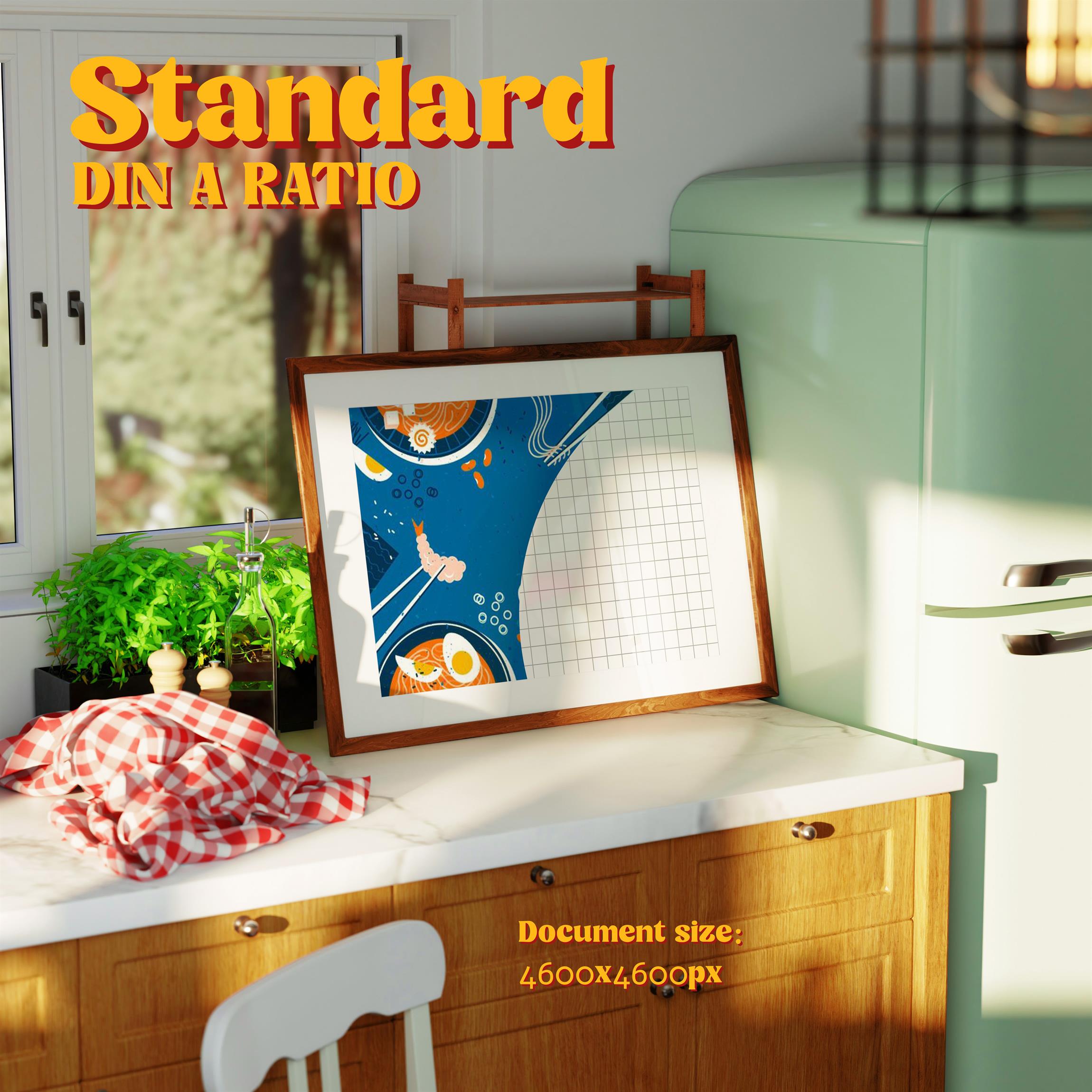 Horizontal Frame Mockup: Retro Kitchen Desk, PSD File - Image 3