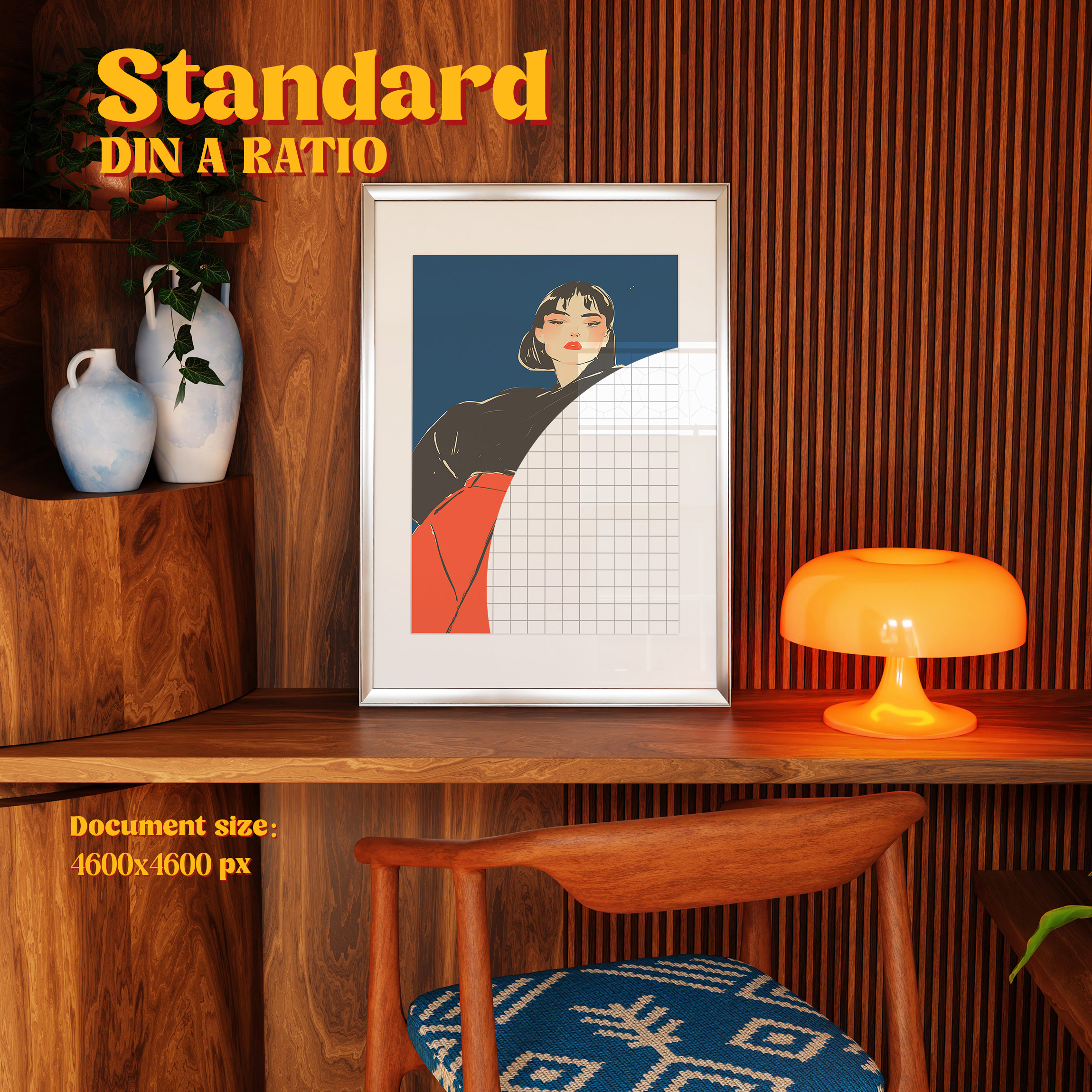 Vertical Frame Mockup: Retro Wood Decor Study, PSD File - Image 3