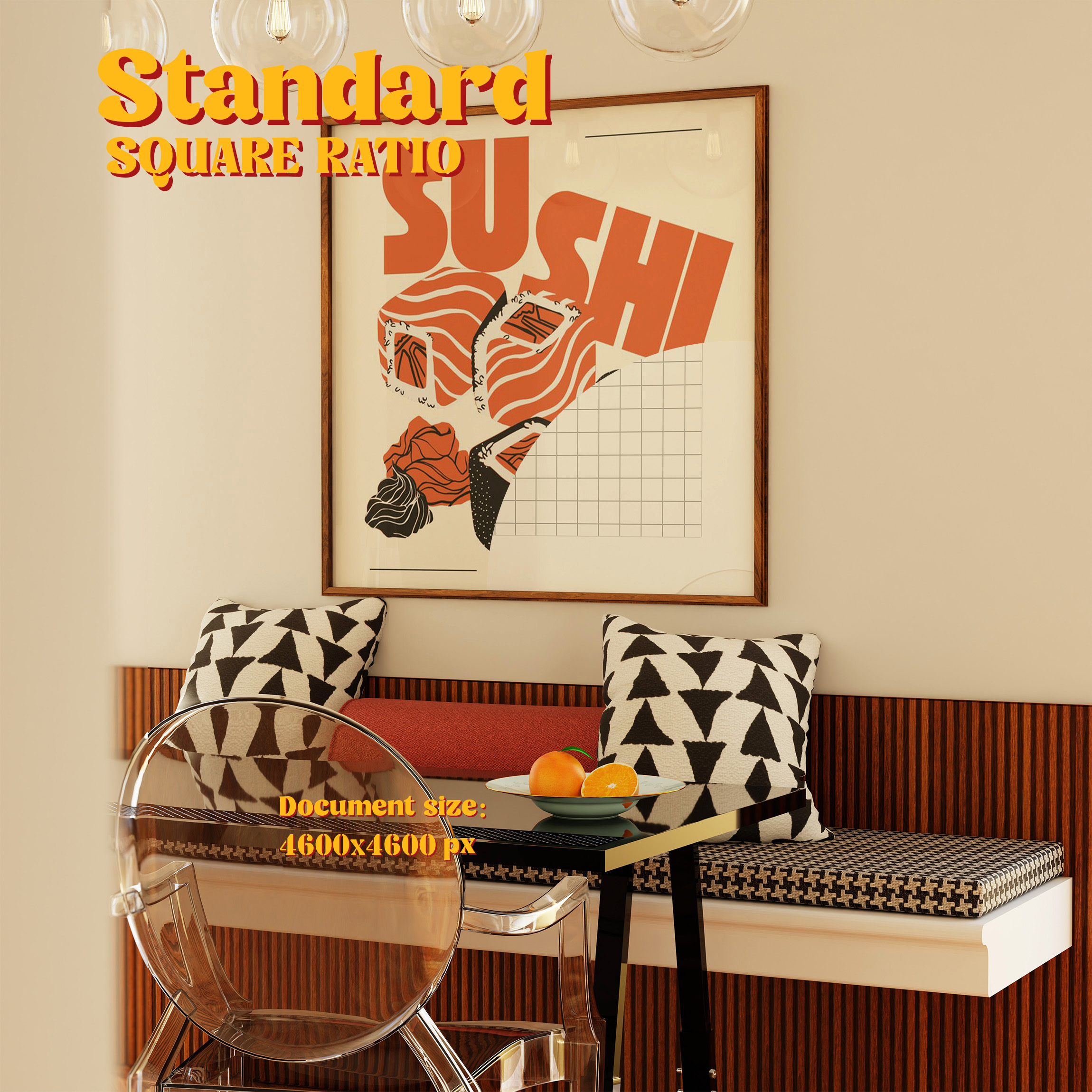 Square Frame Mockup: Retro Dining Room, PSD File - Image 3